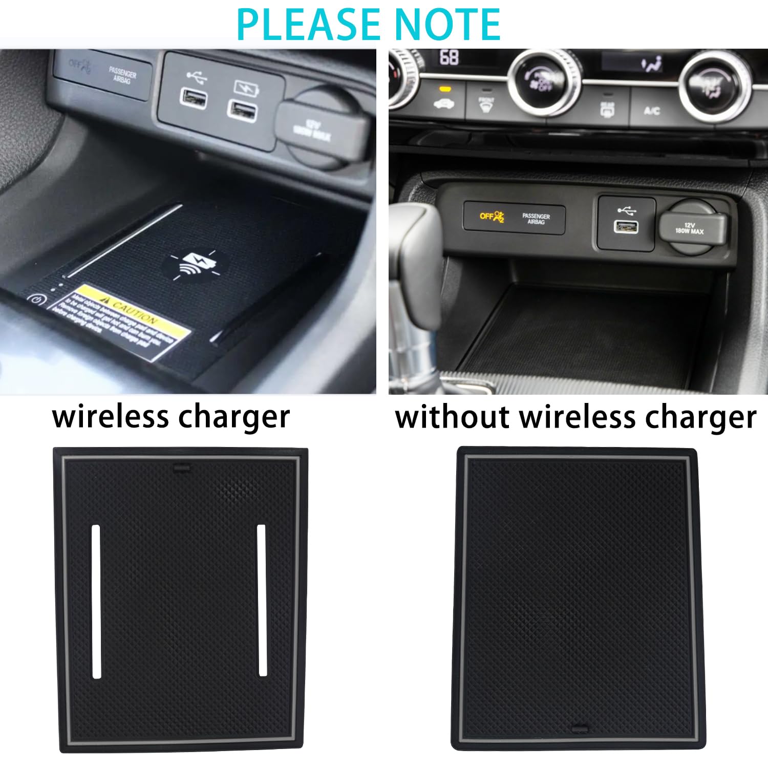 LOCOY Center Console Liner for Honda Civic 11th Gen Sedan, Gray Rubber, 16pcs Non-Slip Accessories, C013F