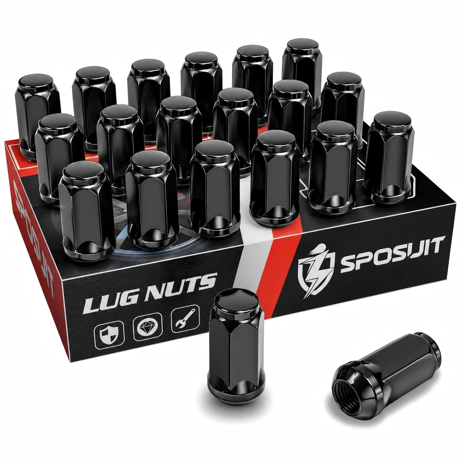 Sposuit M14x1.5 Lug Nuts - Replacement for 2007-2013/2017-2024 Acura MDX, 2009-2014 TL, 2017-2024 NSX - Closed End Black Lug Nut