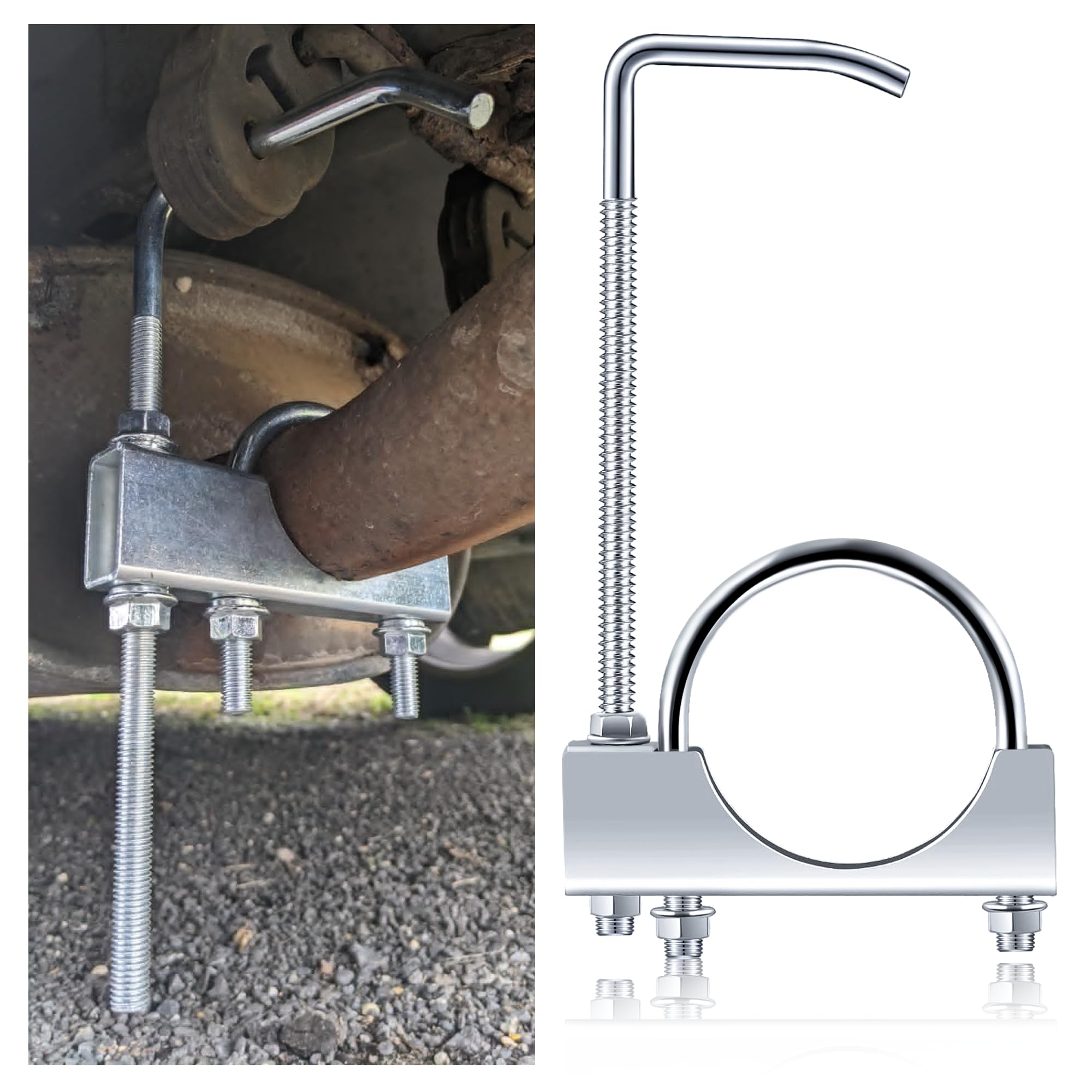 2.5 Inch Exhaust Clamp With Hanger, Heavy Duty Universal Muffler Hanger for 2-1/2 Pipe, Automotive Tools for Most Car Truck Syst