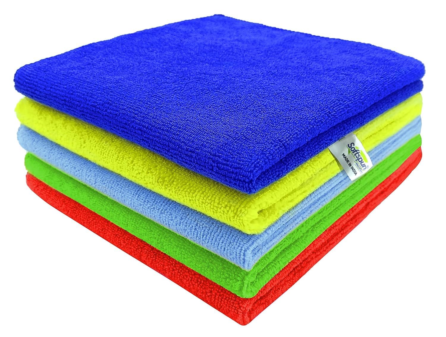 NILAY Microfiber Cloth  5 pcs 40x40 cms 340 GSM Multicolor! Thick Lint & StreakFree Multipurpose Cloths Automotive Microfibre T