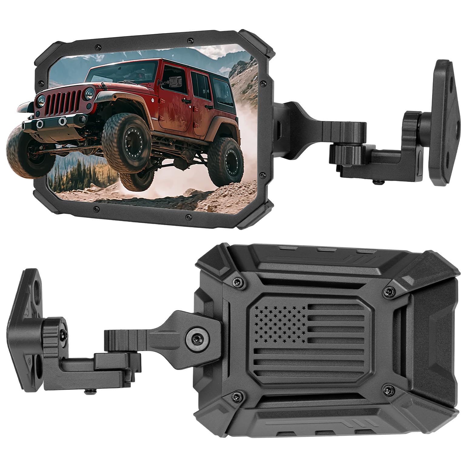 JOYTUTUS Wrangler Mirrors Doors Off or Doors On with Integrated Spot Light Mount Compatible with Wrangler TJ JK & Unlimited 1997