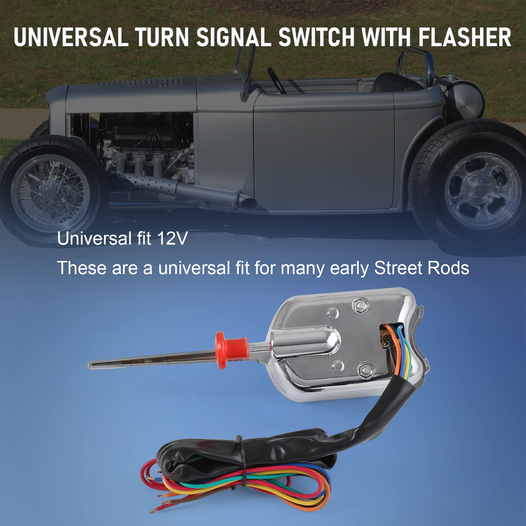 JDMSPEED Chrome 12V Hot Rod Turn Signal Switch with Flasher - Model HL101, Die Cast Material, Universal Fit for Ford GM