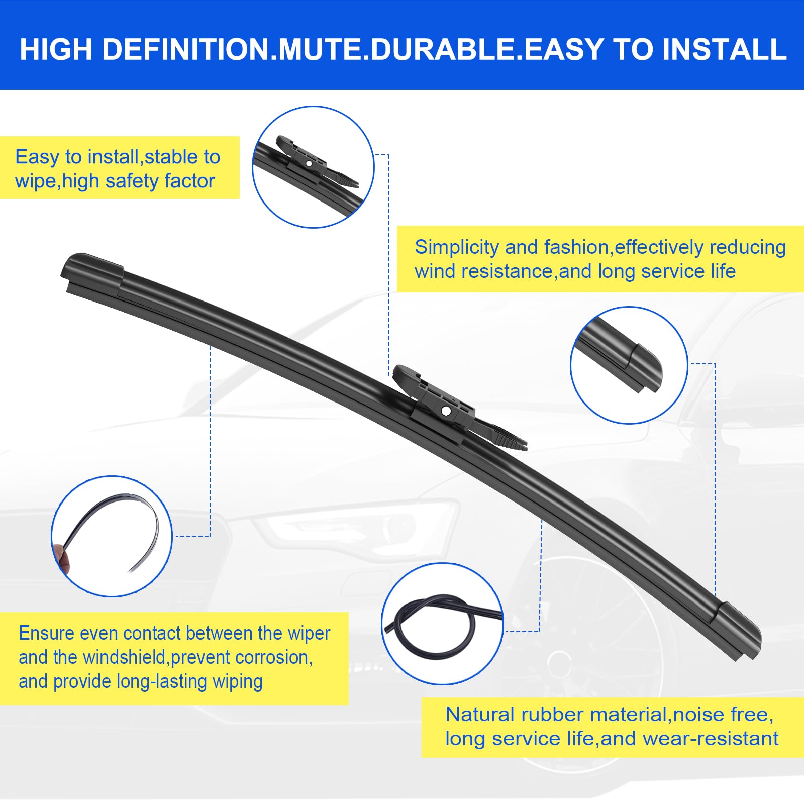 Anikluim 24''+ 20'' Wiper Blades With 11'' Rear Wiper Blade Set Replacement For 2020-2023 Ford Escape Windshield Wipers Original