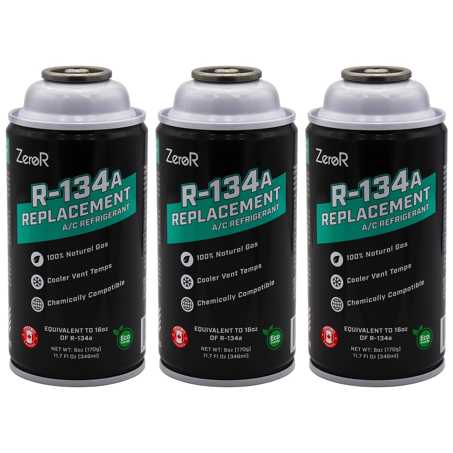 ZeroR AC Refrigerant R134a Replacement - Eco-Friendly, 100% Natural Hydrocarbon Gas - Compatible and Easy to Install with R134a 
