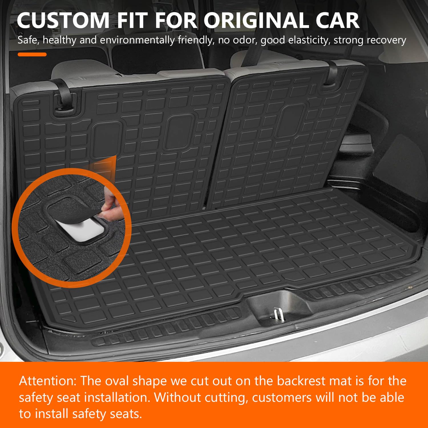 powoq Floor Mat Compatible with 2016-2022 Honda Pilot Cargo Mat with Backrest Mat Cargo Liner Replacement for 2016-2022 Honda Pi
