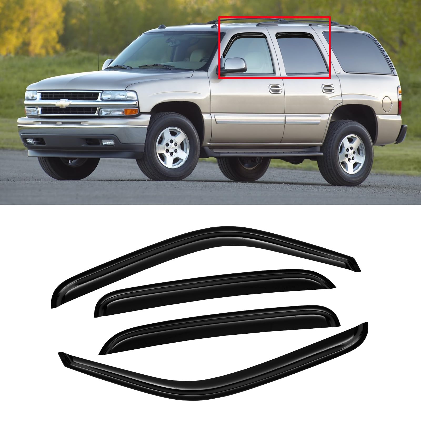 Cmvt Auto Window Visors For 2000-2006 Chevrolet(Chevy) Tahoe & Gmc Yukon (Not Fit Yukon Xl), Rain Guards Shields Vent Shade Defl