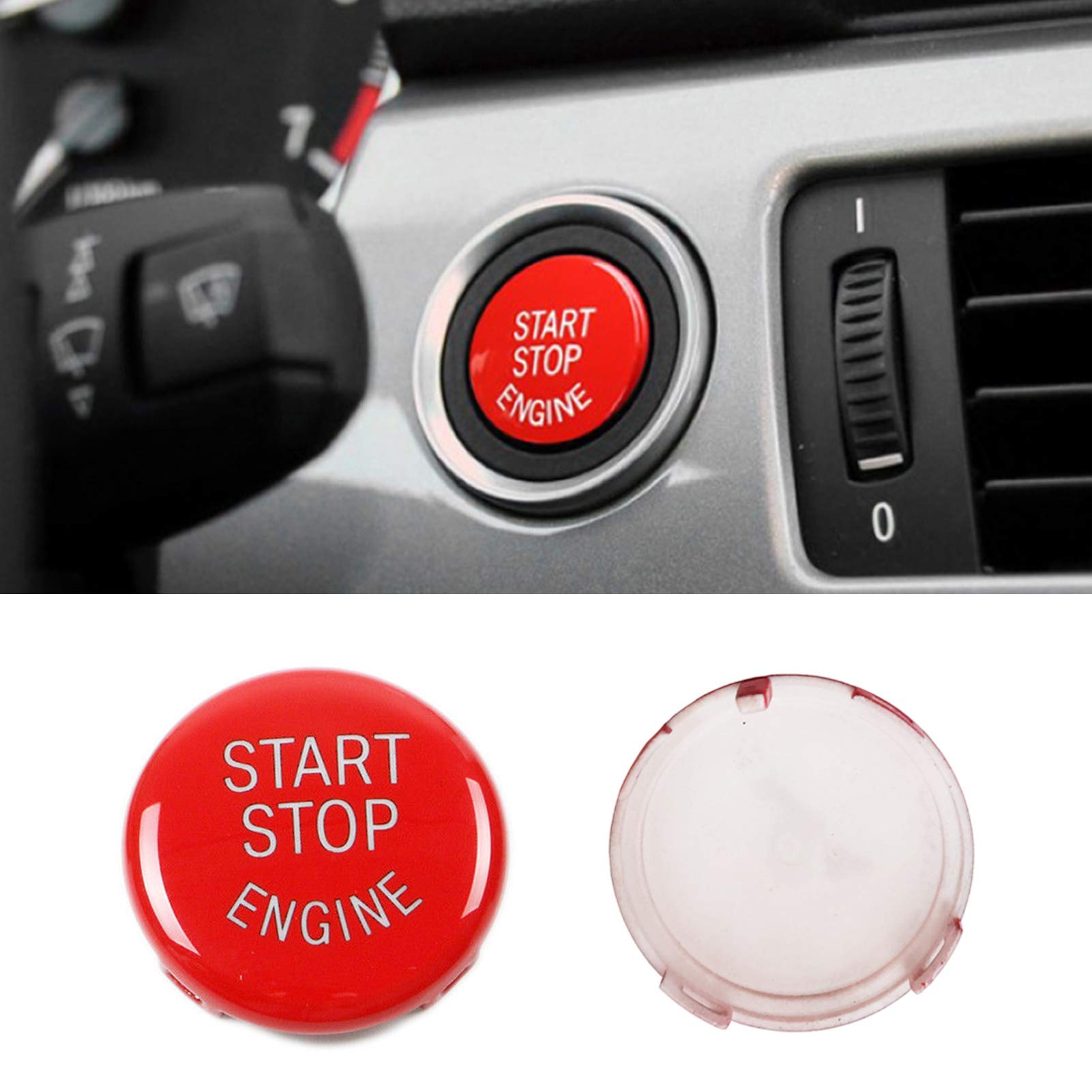 Jaronx Sports Red Start Stop Button Compatible with BMW (1 3 5 6 X1 X3 X5 X6 Series,E81 E90 E91 E60 E63 E84 E83 E70 E71),Engine
