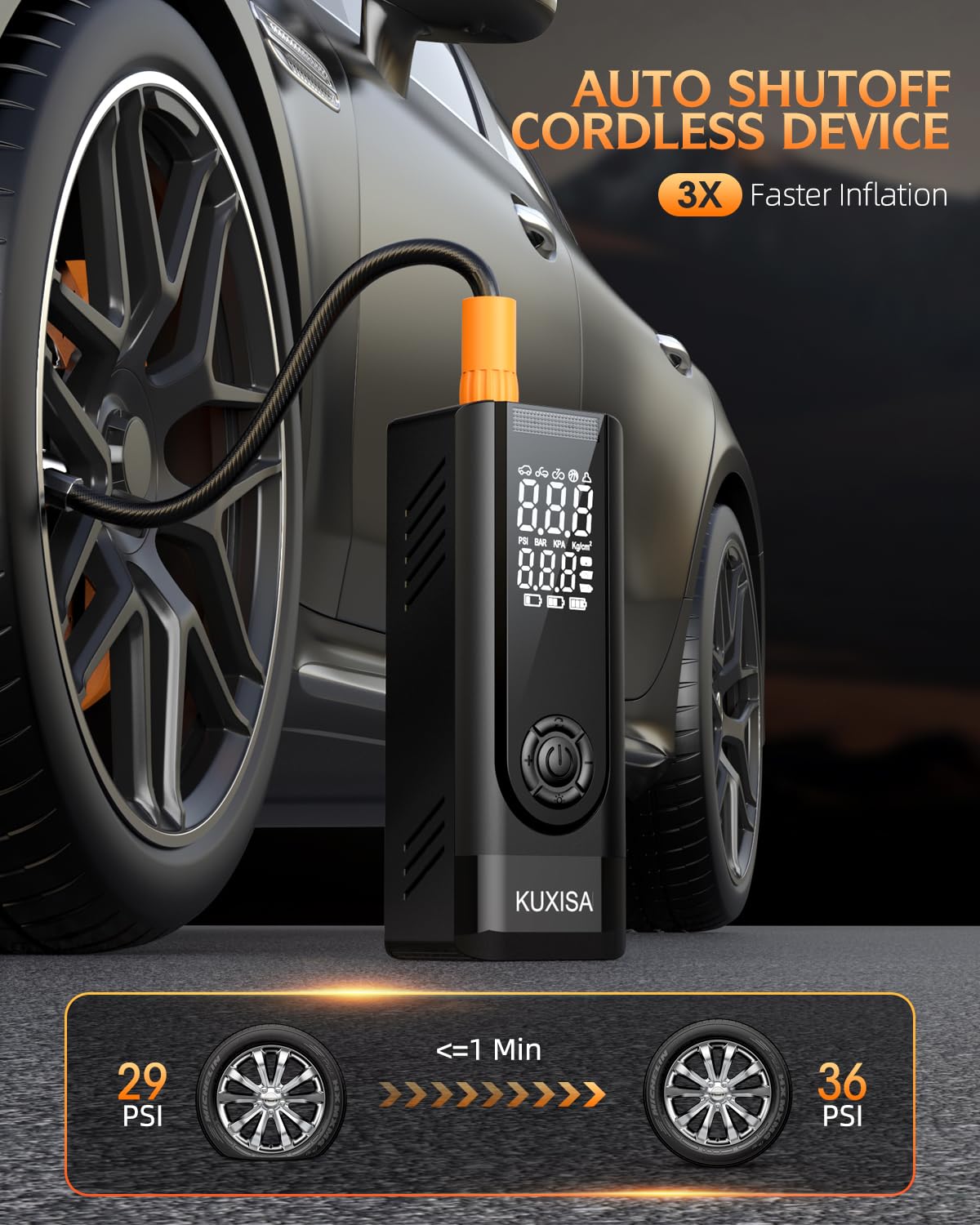 Tire Inflator Portable Air Compressor, 180Psi Air Compressor With Digital Pressure Gauge, 25000Mah & 3X Faster Portable Air Pump
