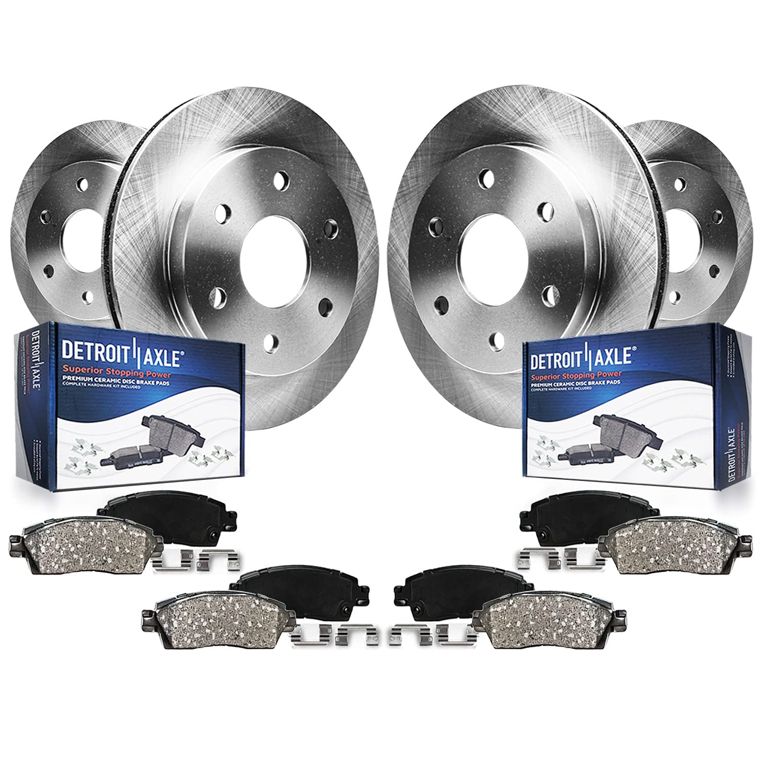 Detroit Axle - Brake Kit for Escalade ESV EXT Avalanche Silverado Suburban Sierra 1500 Brake Rotors Ceramic Brakes Pads Replacem