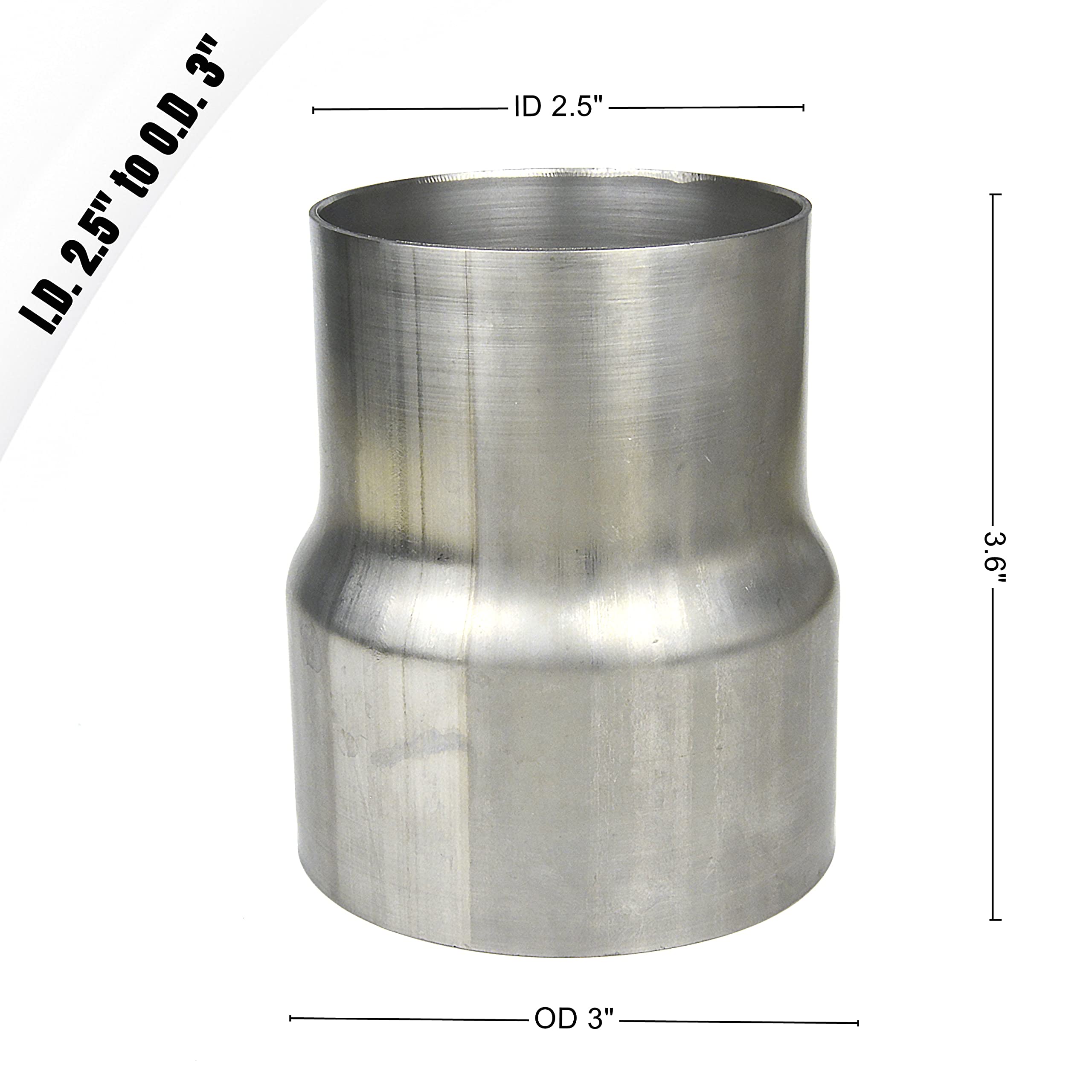 Universal ID 2.5 Inch to OD 3 Inch Exhaust Adapter, Stainless Steel Exhaust Coupler(2 1/2'' ID to 3'' OD), Pipe Adapter Whole Le