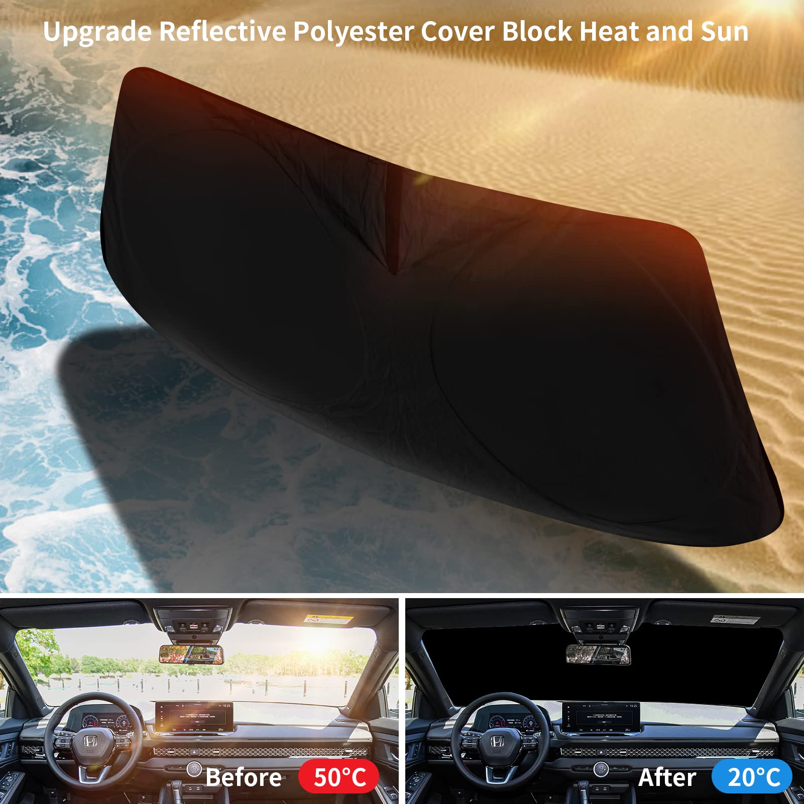 Windshield Sun Shade For Honda Pilot 2016-2024 2025 Windshield Cover, Front Window Sunshades Sun Visor For Pilot Ex-L Special Ed