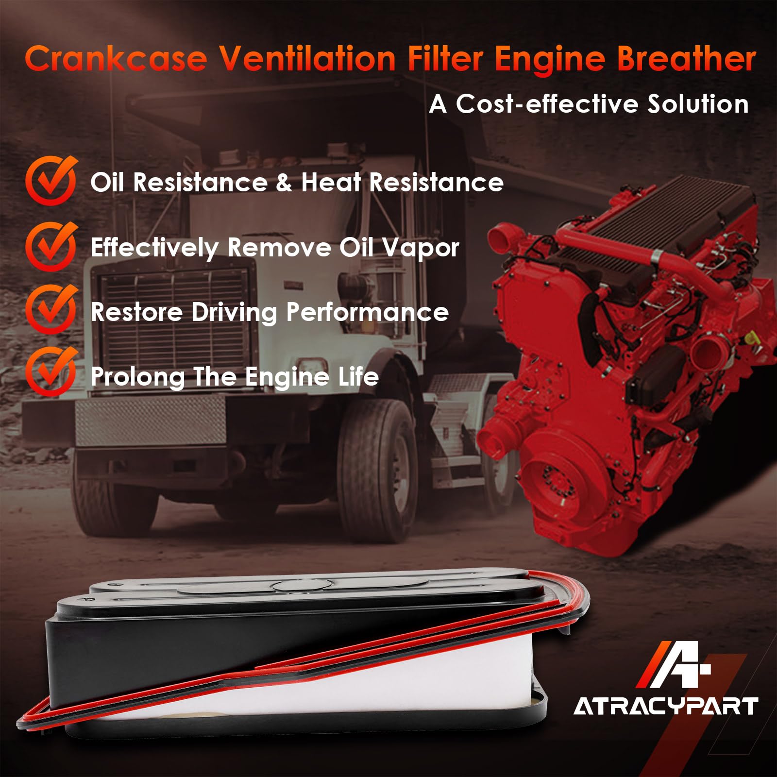 Crankcase Ventilation Filter Engine Breather Element|Replacement For Cummins Isx, Kenworth, Peterbilt, International Prostar And