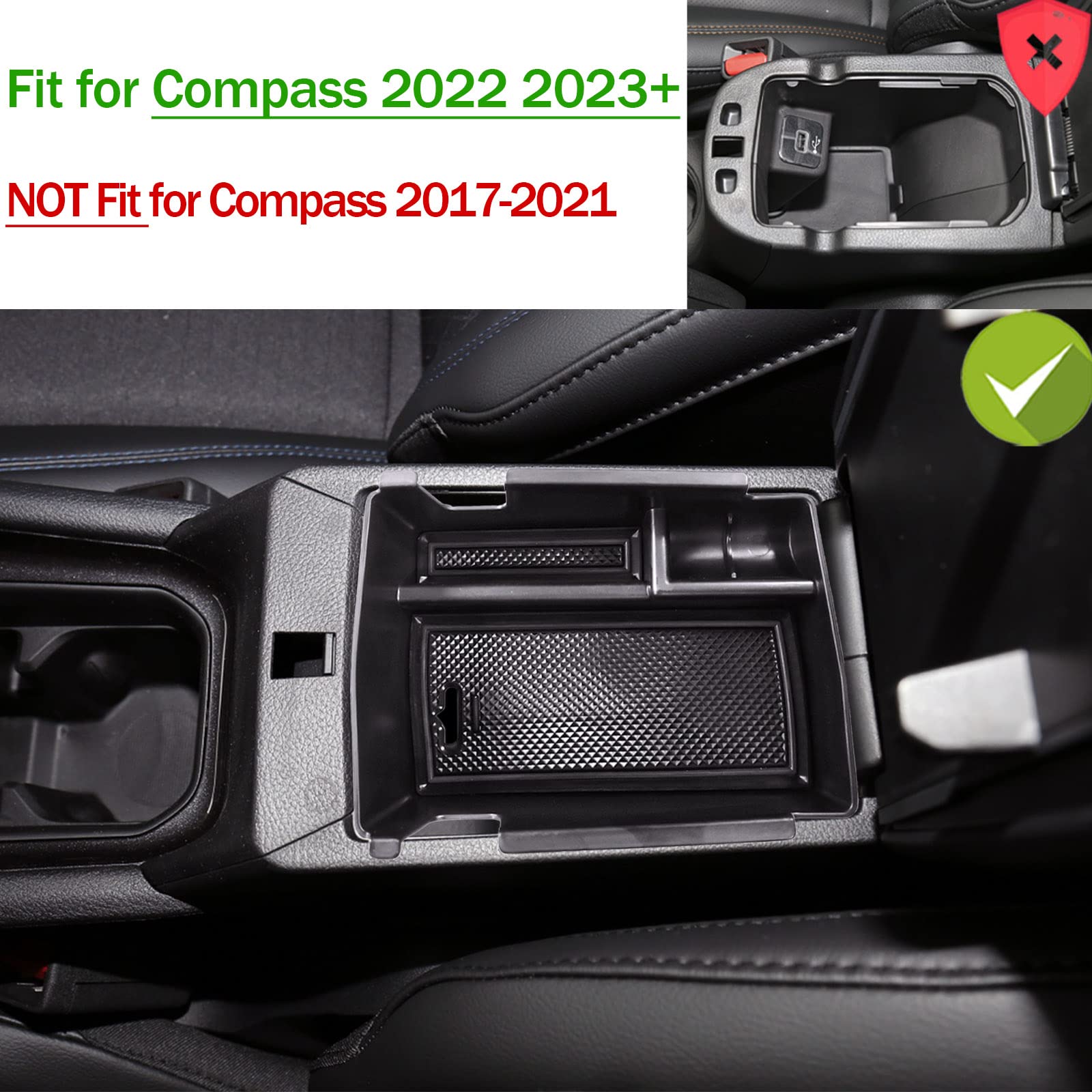Tacobro Center Console Organizer Tray Compatible With Jeep Compass 2022 2023 2024 Accessories Insert Armrest Glove Box Secondary