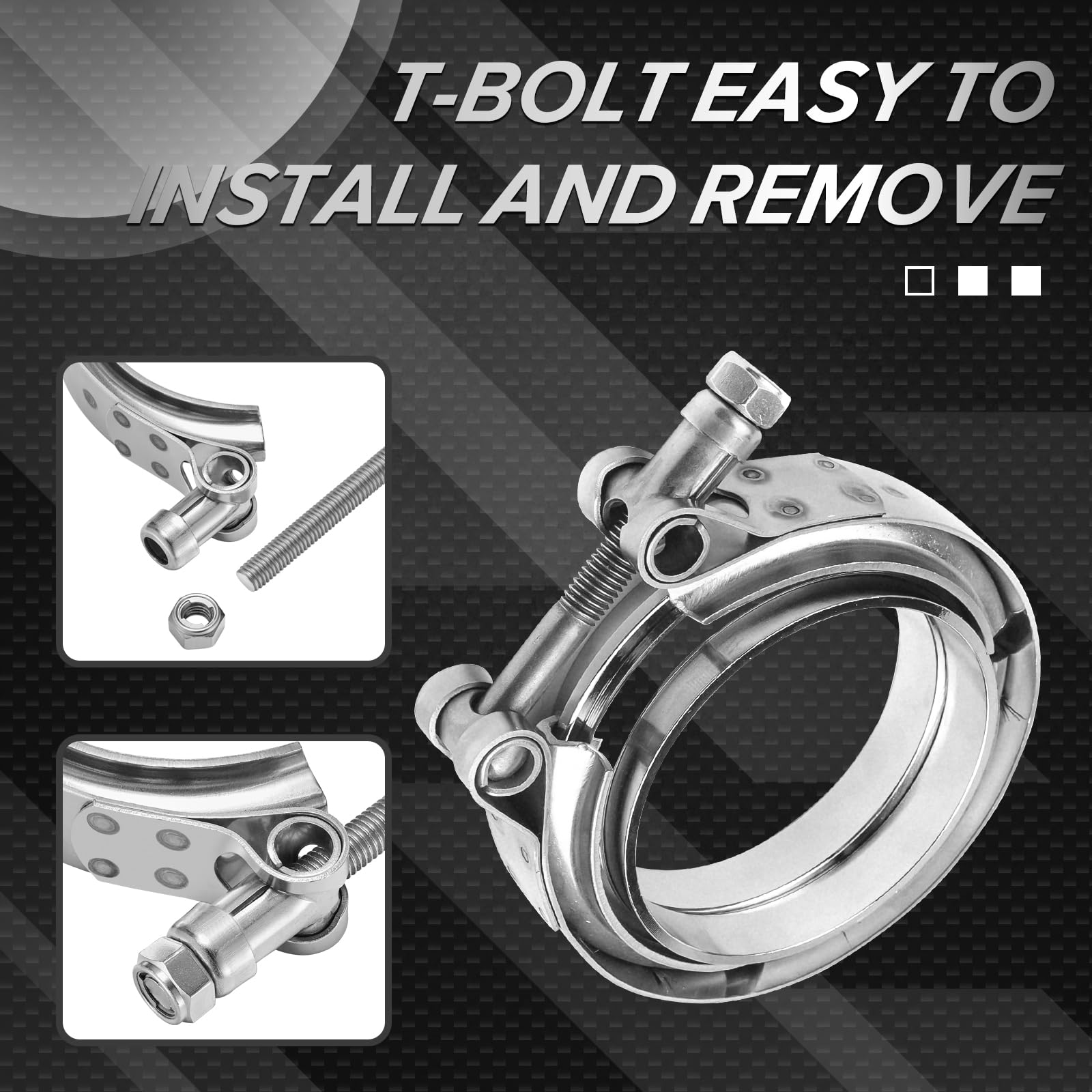 Sykrss 3.0'' Universal Stainless Steel V Band Clamp Flat Flange Kit Assembly