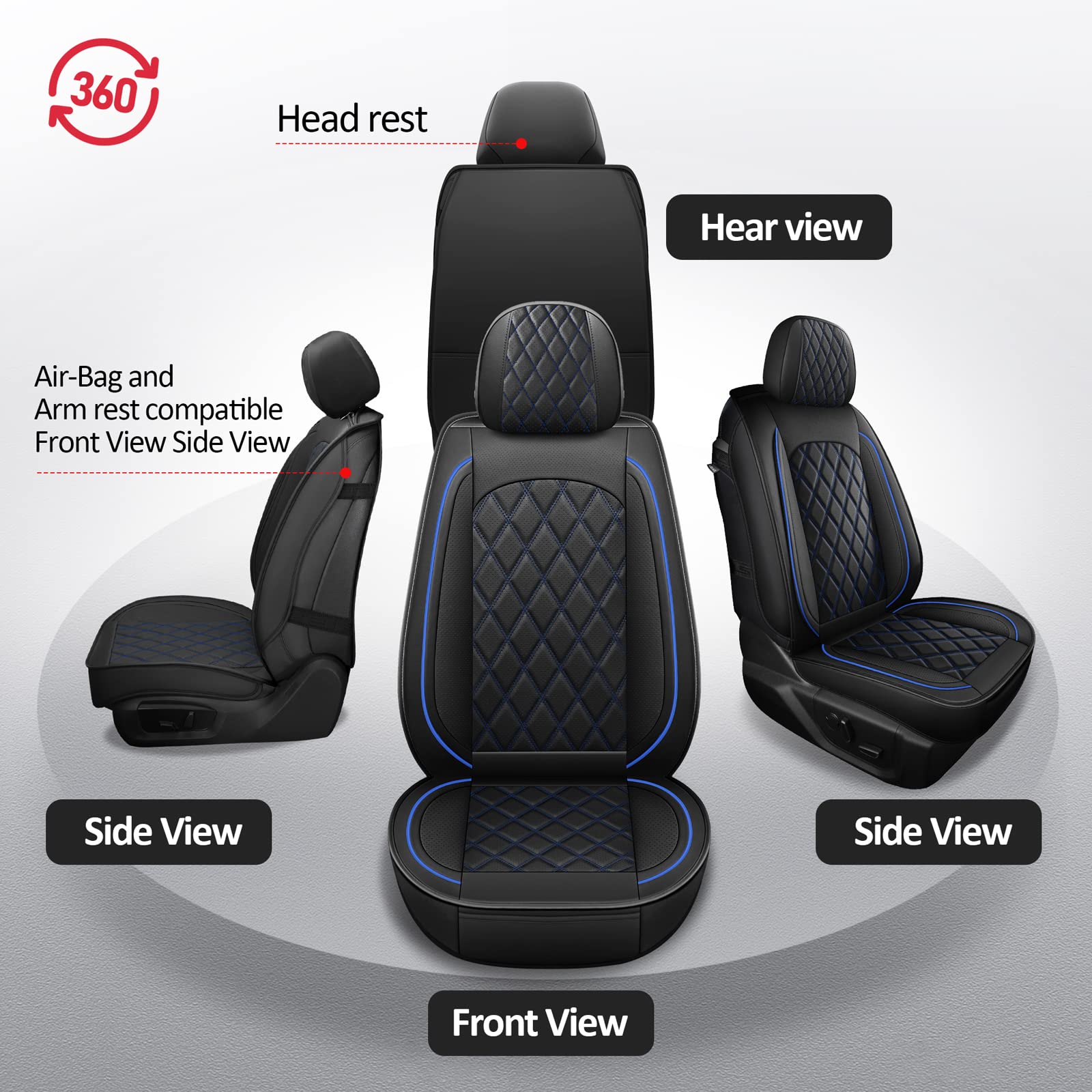 MIROZO 2PCS Front Truck Seat Cover,Waterproof Ram Seat Covers Truck Cushion Compatible with 2009-2024 RAM 1500 2500 3500 Truck P