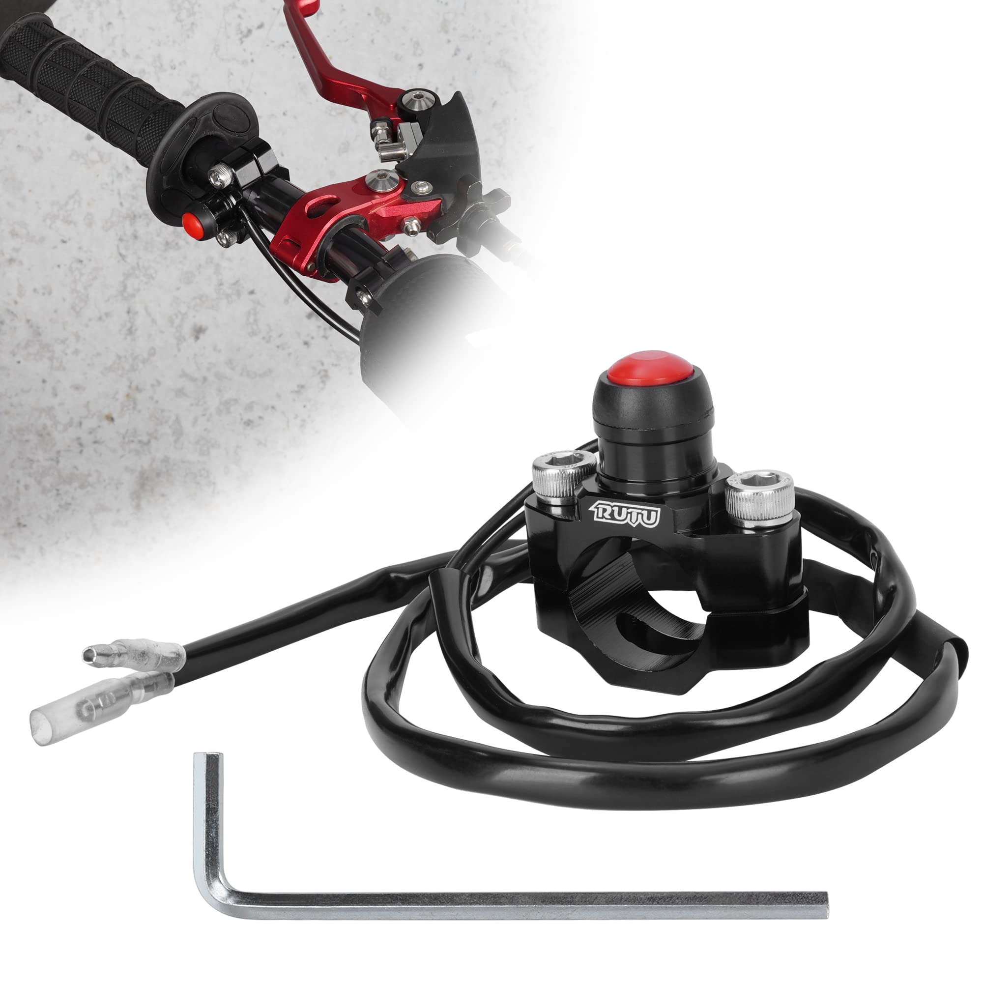 Cnc Universal Motorcycle Engine Stop Start Kill Switch Button With Mounting Backplate For Motorcycle, Atv, Dirt Pit Bike, Scooter, Quad Etc With 22Mm Handlebar - Black