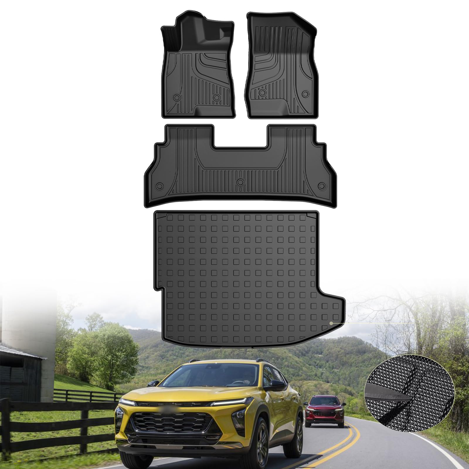 Original 2024 2025 Trax Floor Mats & Cargo Liner For Chevy Trax All Models - Custom Fit Trunk Mat - All Weather Car Mats For Che