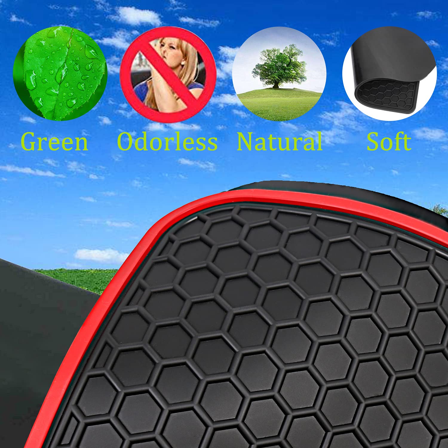 Matericuo Car Floor Mats Custom Fit For 2013-2024 Toyota 4Runner / 2014-2023 Lexus Gx460 Black Red Rubber Auto Liner Mats All We