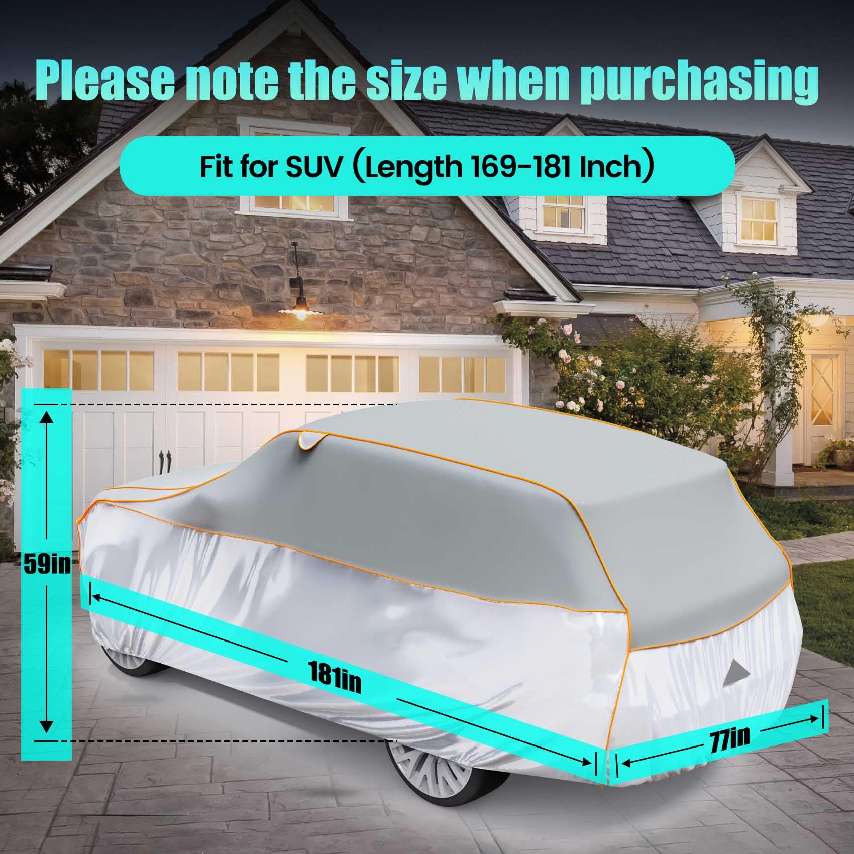 Pulaim Anti Hail Car Cover, Hail Protector Car Cover 6 Layer Thickened, Fits Class A Sedans 169 to 181 in, Heavy Duty Anti-Hail
