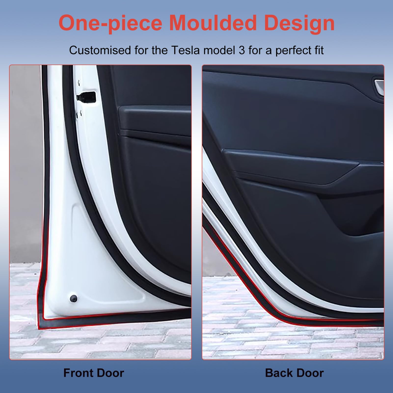 DOTAATDW Car Weather Stripping for Tesla Model 3 Car Door Rubber Seal Strip Self Adhesive Auto Soundproofing Weatherstrip for Fr