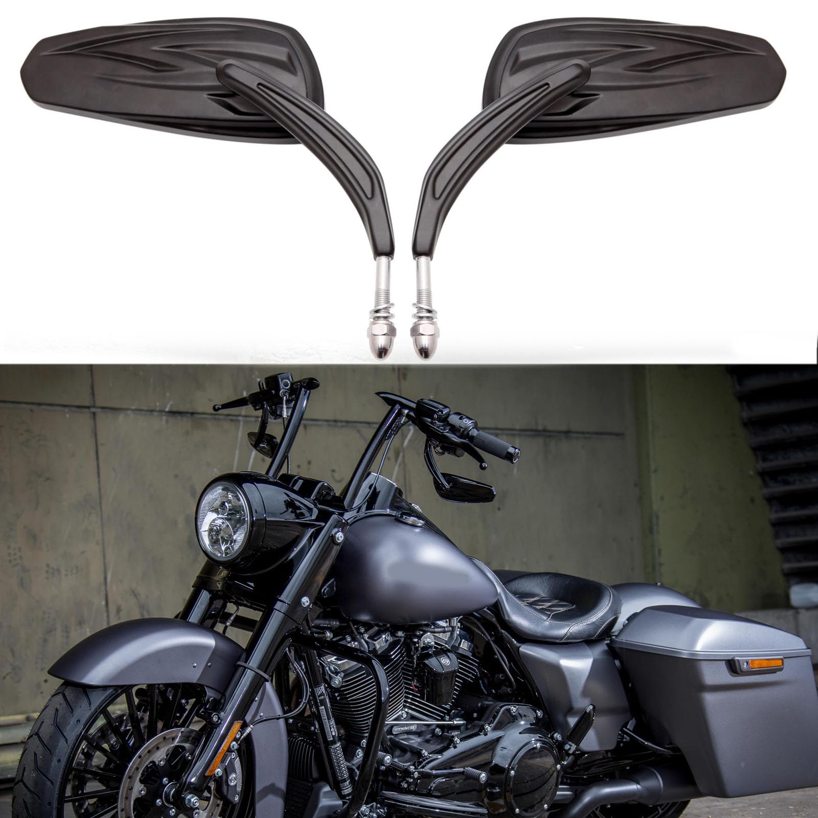Black Motorcycle Side Mirror Teardrop For Road King Street Electra Glide Road Glide Dyna Softail Rearview 1982-2018 2019 2020 (B