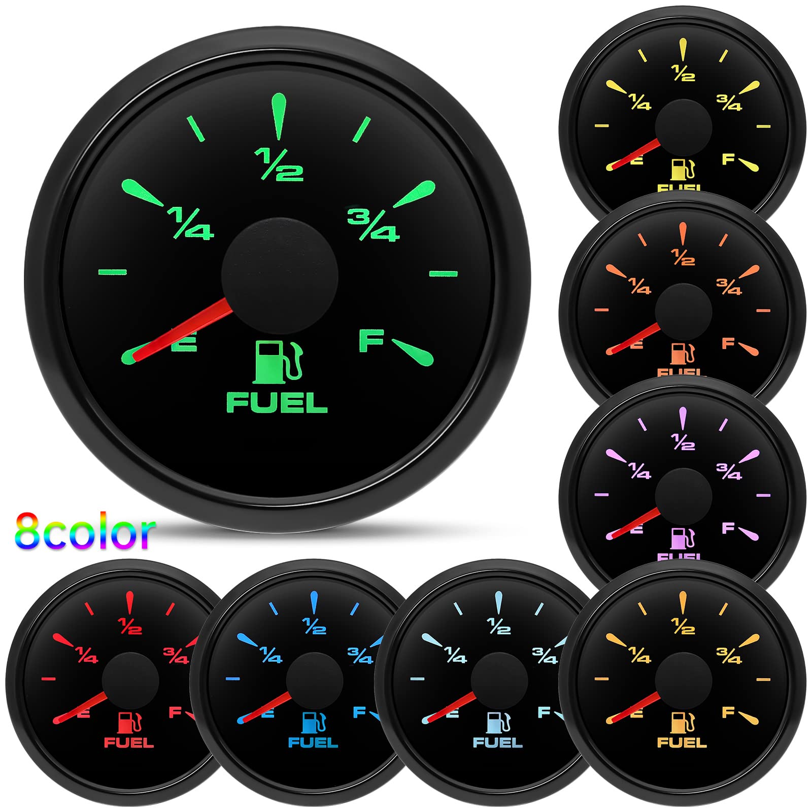 ARTILAURA 2" Black Marine Fuel Gauge - 0-90 Ohm Level Meter for Boats, Trucks, RVs, and Diesel Vehicles