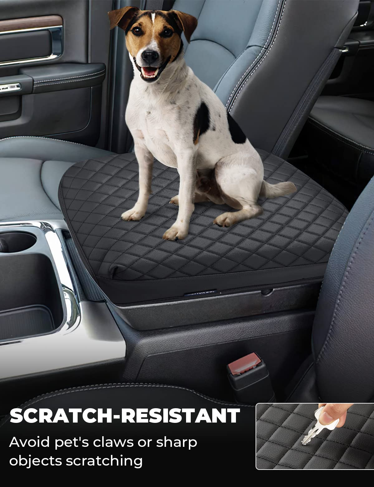 Issyauto Center Console Cover Armrest Lid Cover Compatible With 2009-2024 Ram, Leather Arm Rest Covering For Car, Well-Make Dura
