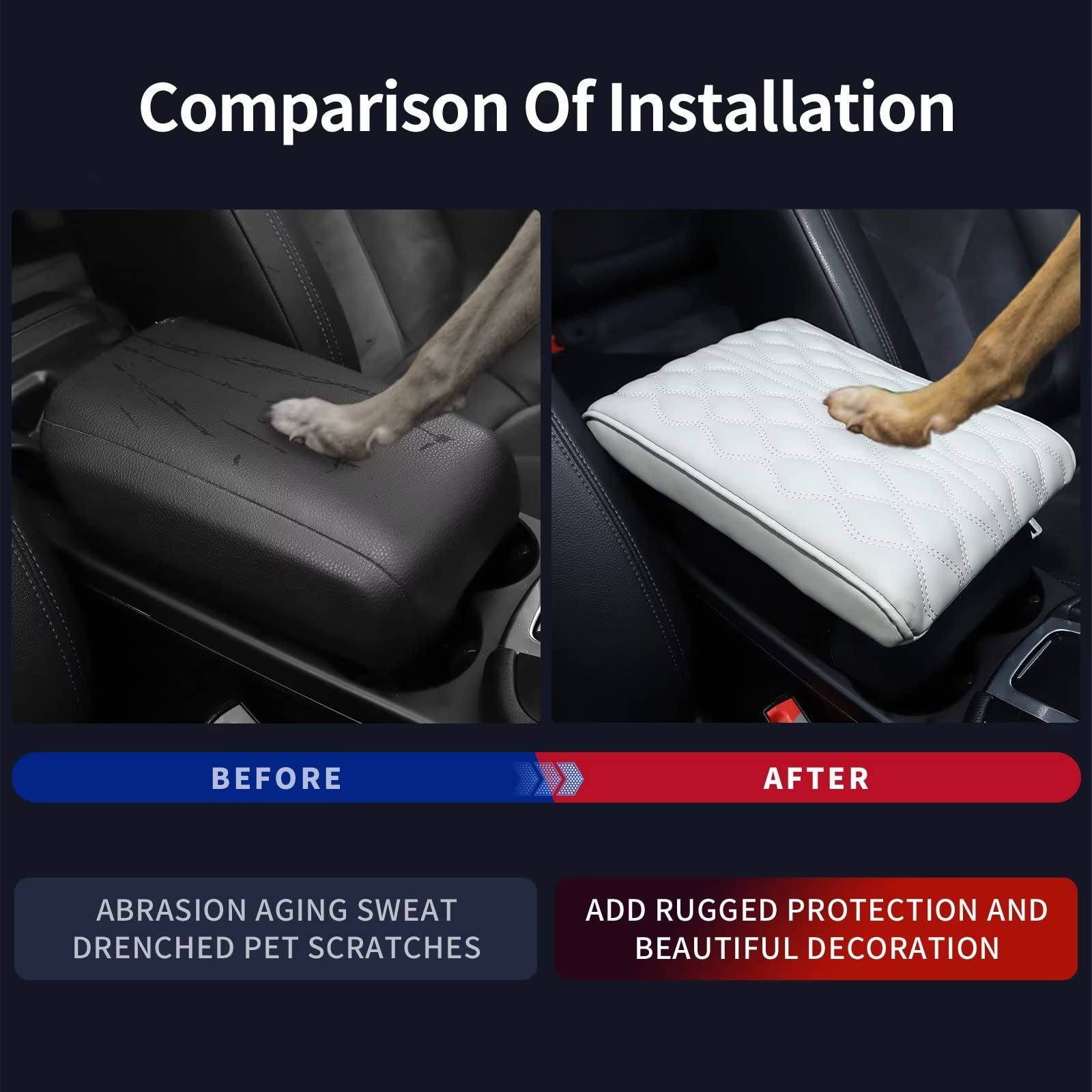 Qzhiren Car Center Console Cover-Armrest Box Mat,Memory Foam Leather Arm Rest Covering Car, Arm Rest Cushion For Suv/Truck/Vehicle(Gray)
