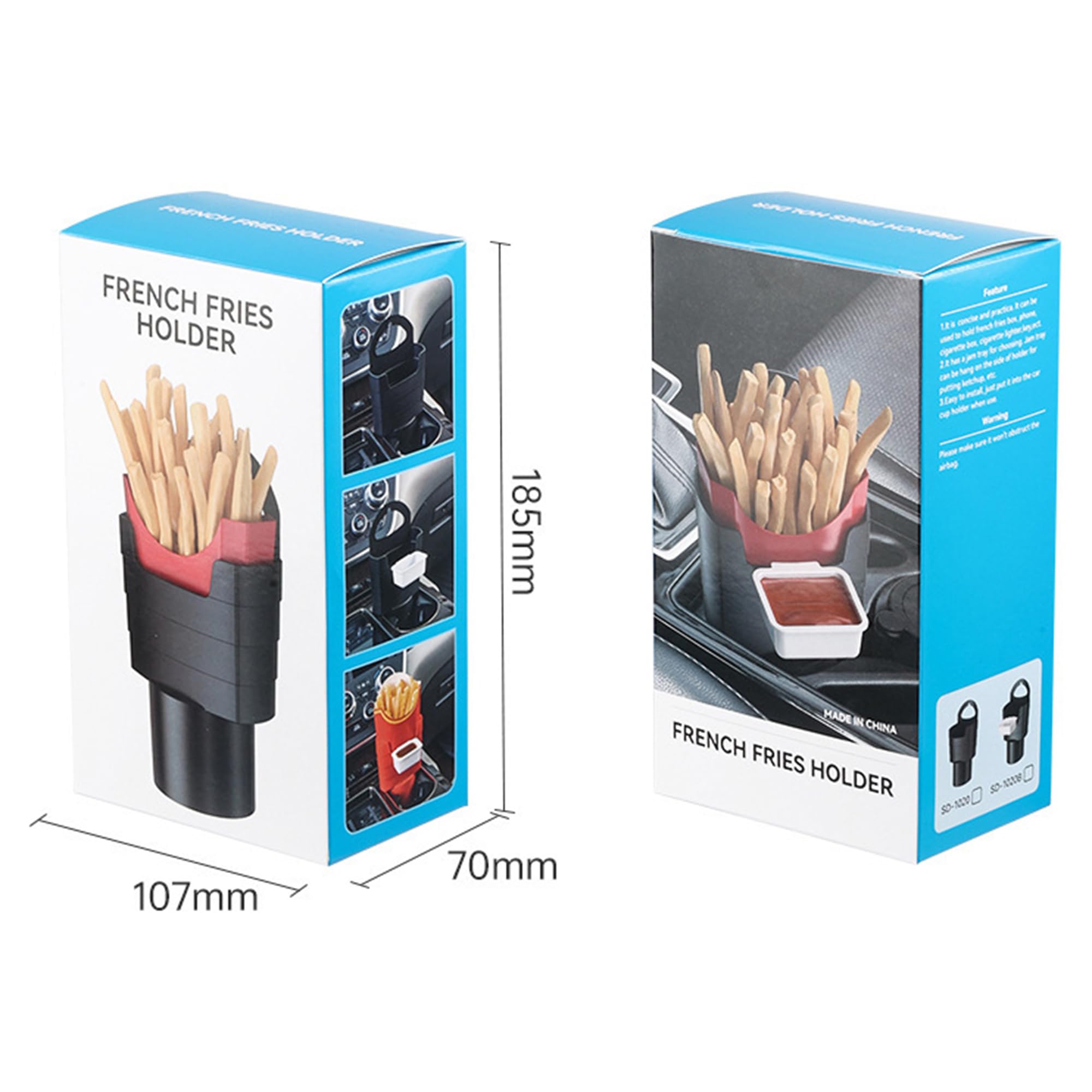 Isaddle French Fry Cup Holder - Automotive Interior Accessories Chips Cupholder For Cell Phone Fast Food Drink Beverage Key Fob