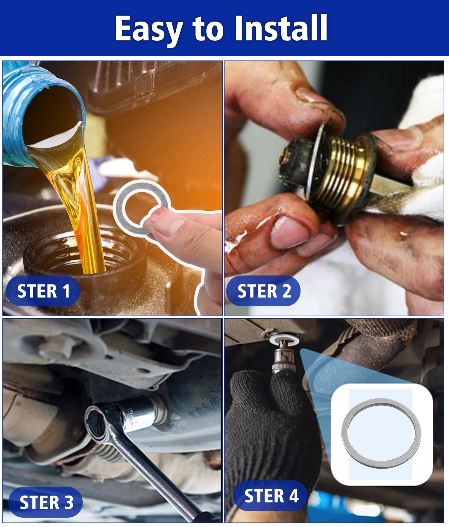 Easily Crush Washer Oil Drain Plug Kit - 568 Pieces, 18 Sizes, Aluminum, Silvery