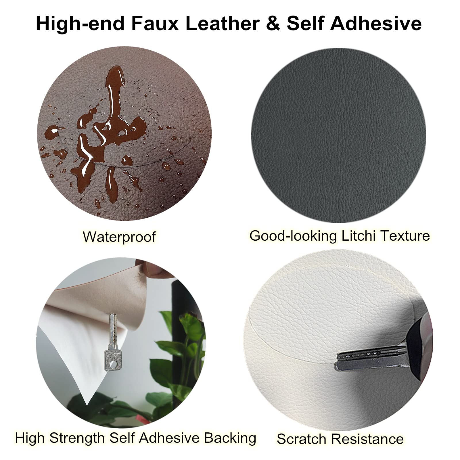 ILOFRI Leather Repair Patch Tape, Self-Adhesive, 3x60 inch, Light Brown, Durable Vinyl for Couches, Car Seats, Sofas, Model TL360-07