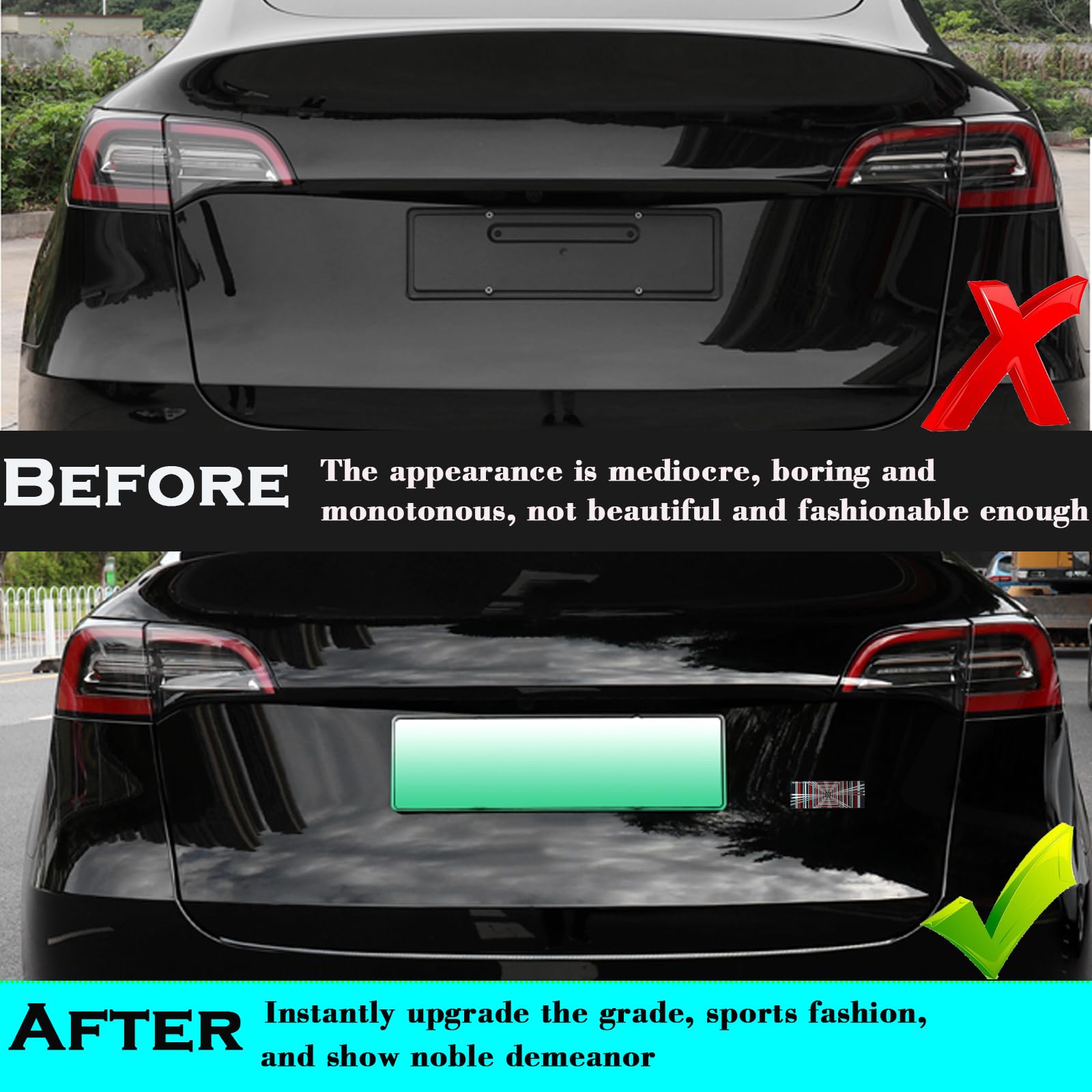 yhcdsea 3D Plaid Badge Sticker for Tesla Model 3 Y X S - Glossy Black, Acrylonitrile Butadiene Styrene, Model SEA1128005