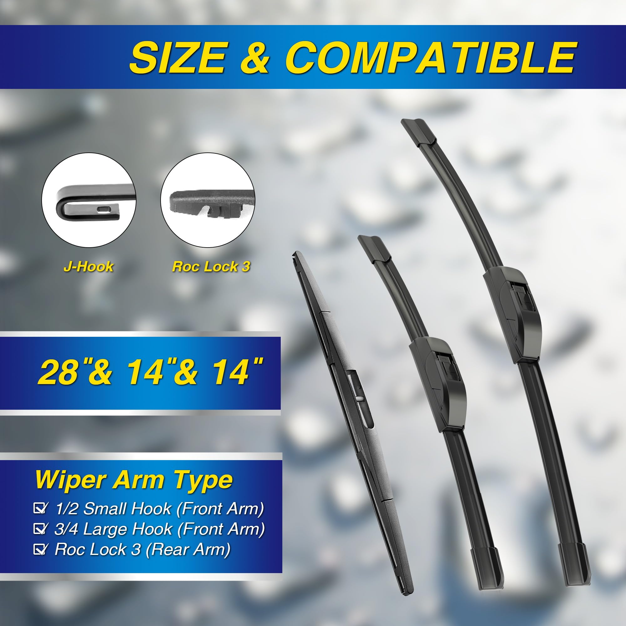 5 Plus Silicone Windshield Wipers Replacement For 2009-2020 Honda Fit Wiper Blades(Set Of 3),Automotive Replacement Windshield W