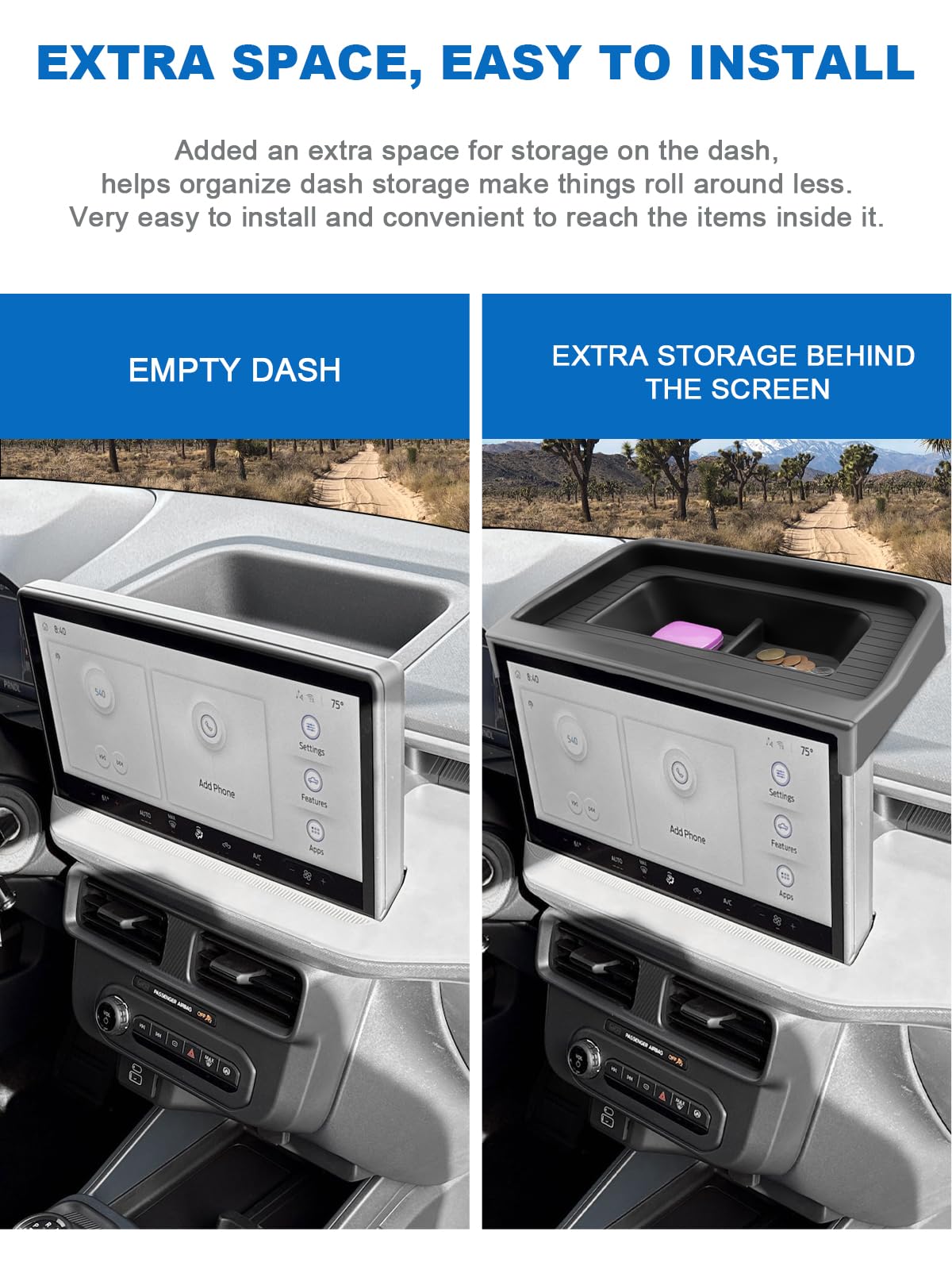 CDEFG Center Console Dash Screen Organizer for 2025-2026 Ford Maverick - 13.2-Inch Storage Box, Dashboard Accessory
