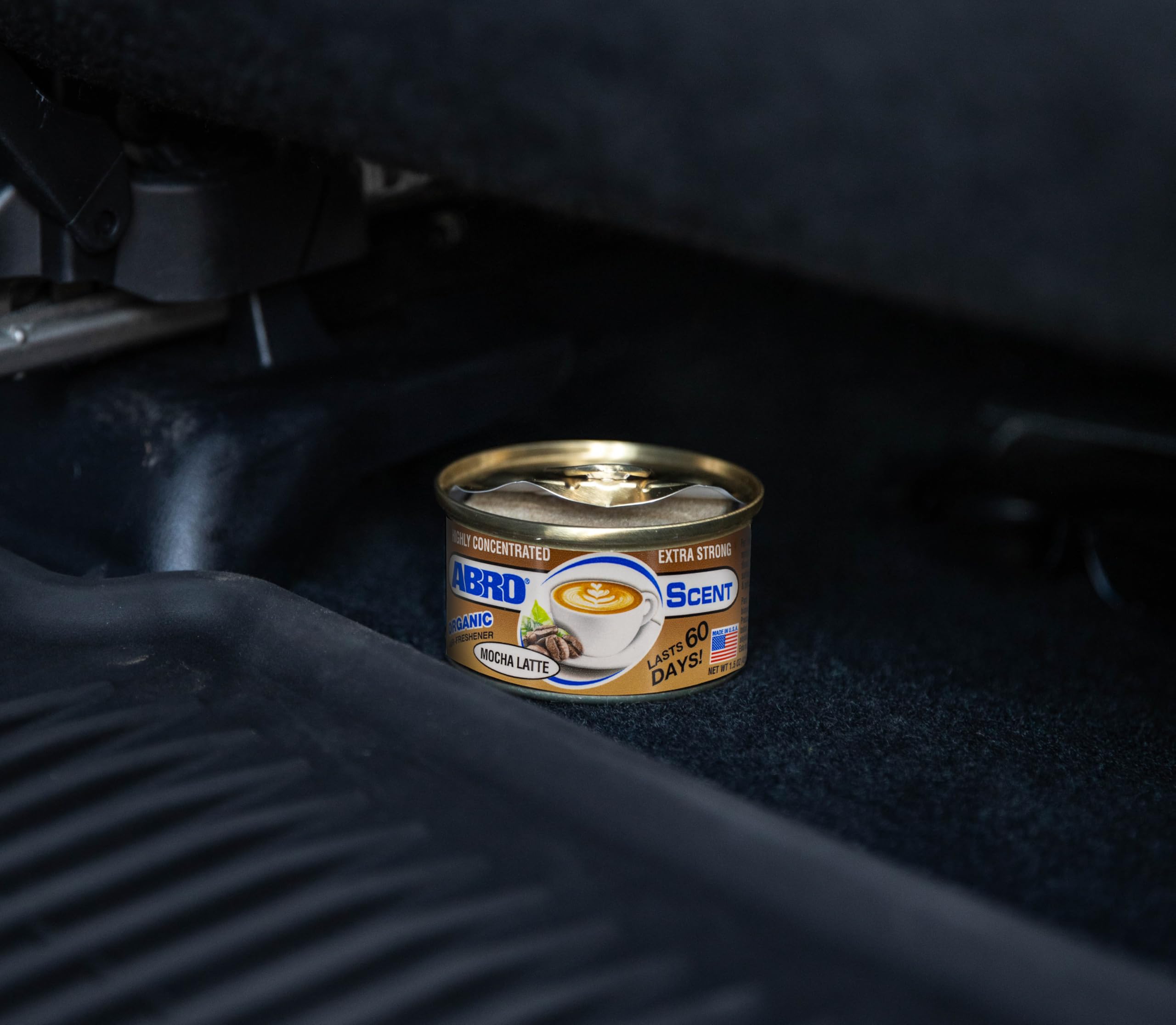 Abro Car Air Freshener Cans: Spill Proof Air Fresheners For Home, Office, Or Car Accessories, Lasts Up To 60 Days - 3 Pack Mocha