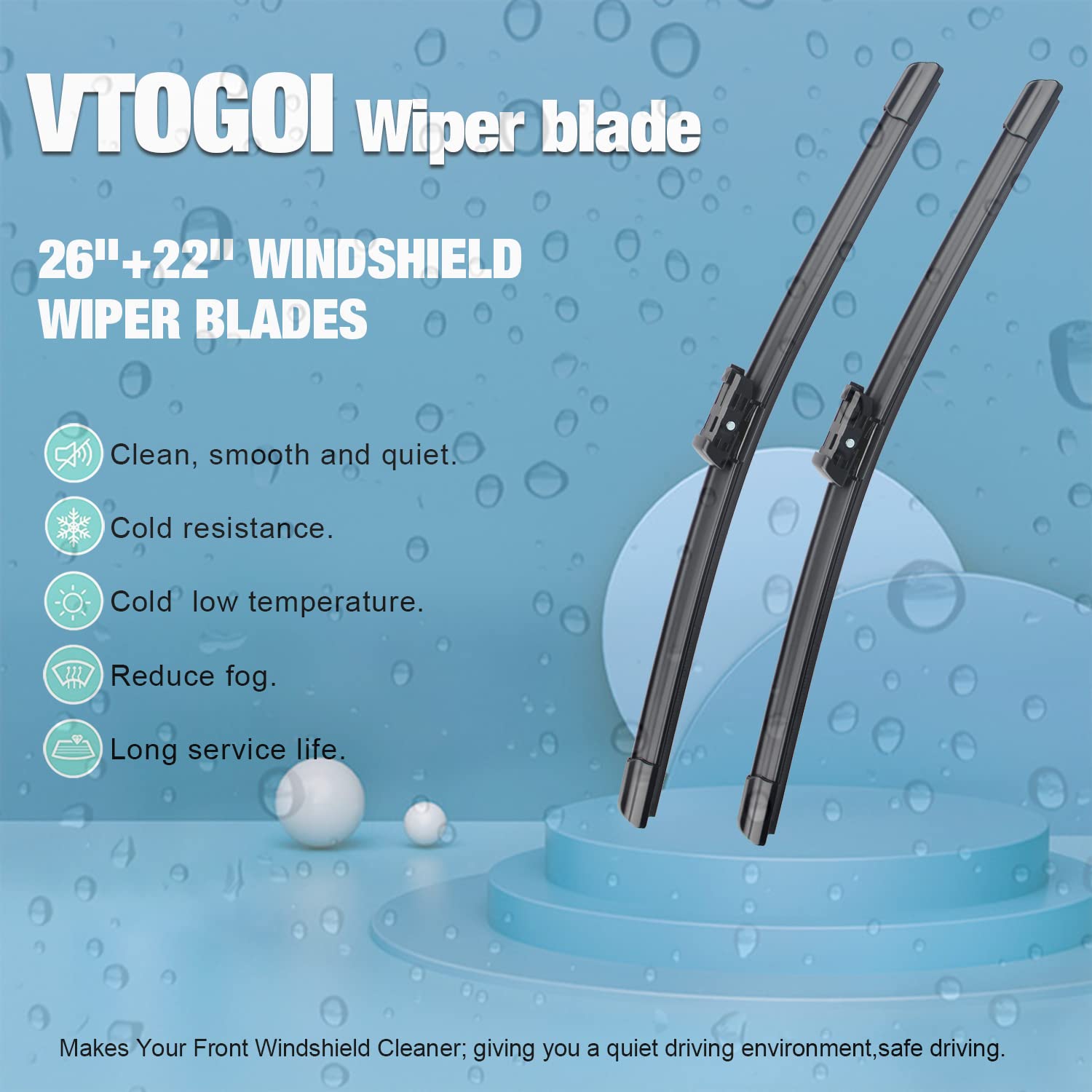 Vtogoi Wiper Blades With Rear Wiper Blades Set For 2018-2023 Volkswagen Atlas,Automotive Replacement Windshield Wiper Blades, Th