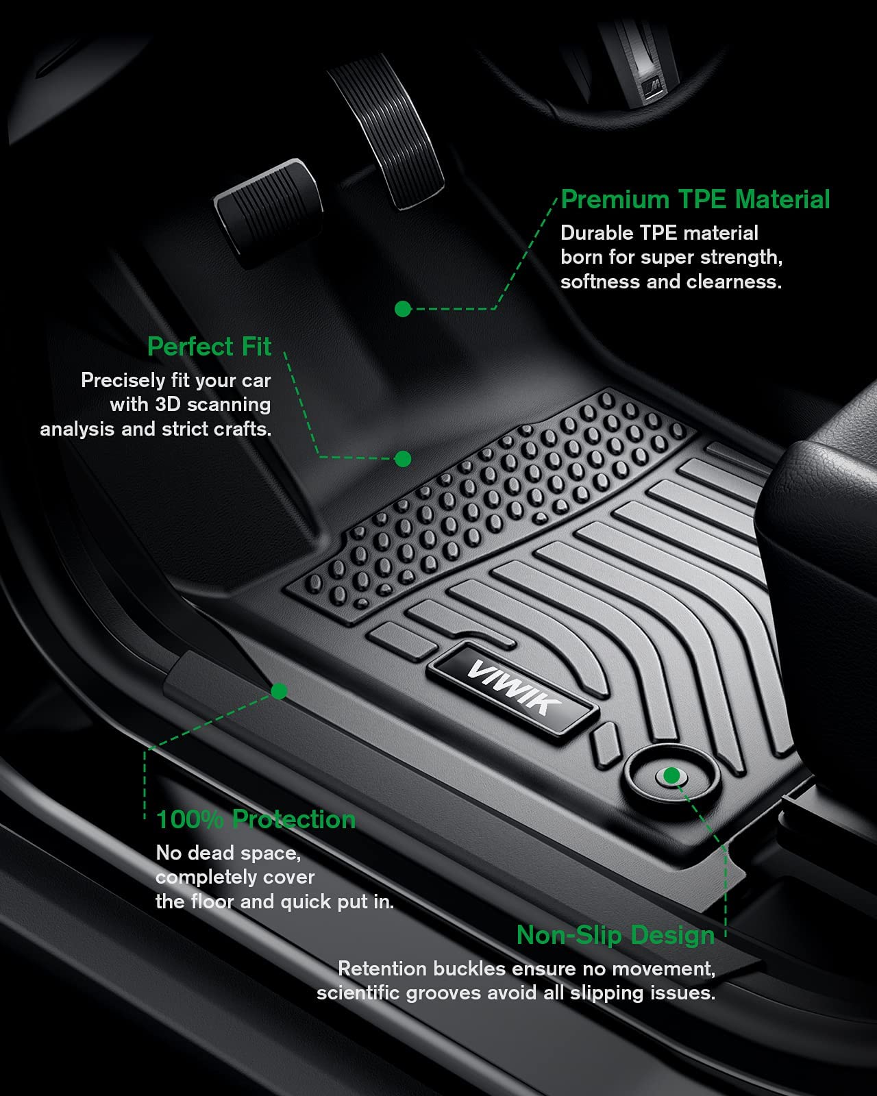 Floor Mats Fit For Jeep Wrangler Jl 2018-2024 (Not For Jk Or 4Xe), Tpe Rubber Car Mats All Weather Custom Floor Liners For Jeep