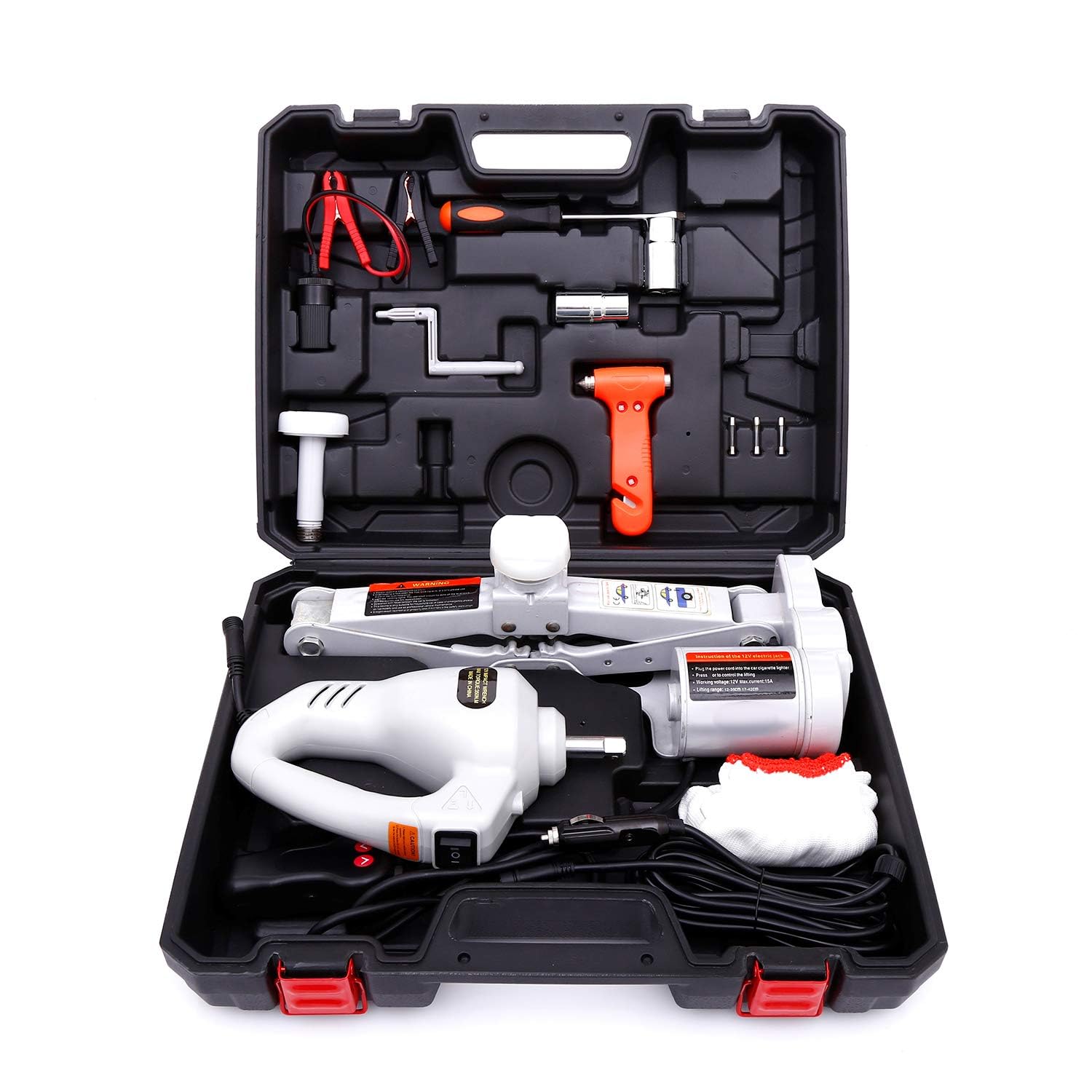 Trihelper Electric Car Jack 3 Ton Floor Jack 12V Truck Jack Stands Kit Scissor Car Lift Jack for Tire Change and Road Emergencie