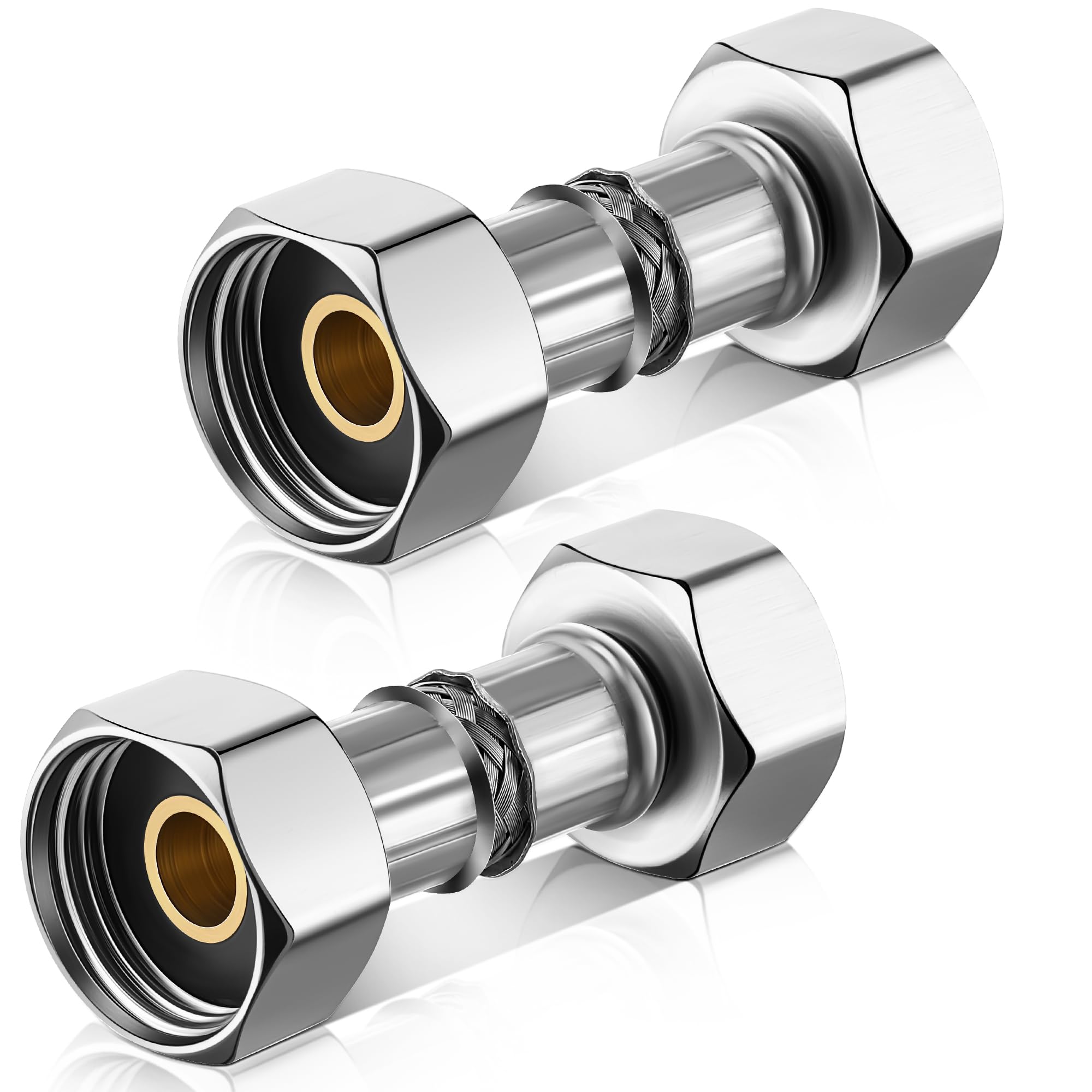 Dreyoo 2 Pack RV Plumbing Fitting, 1/2 Inch to 1/2 Inch Metal Straight Adapter, RV Plumbing Hardware for Connecting Water Pump a