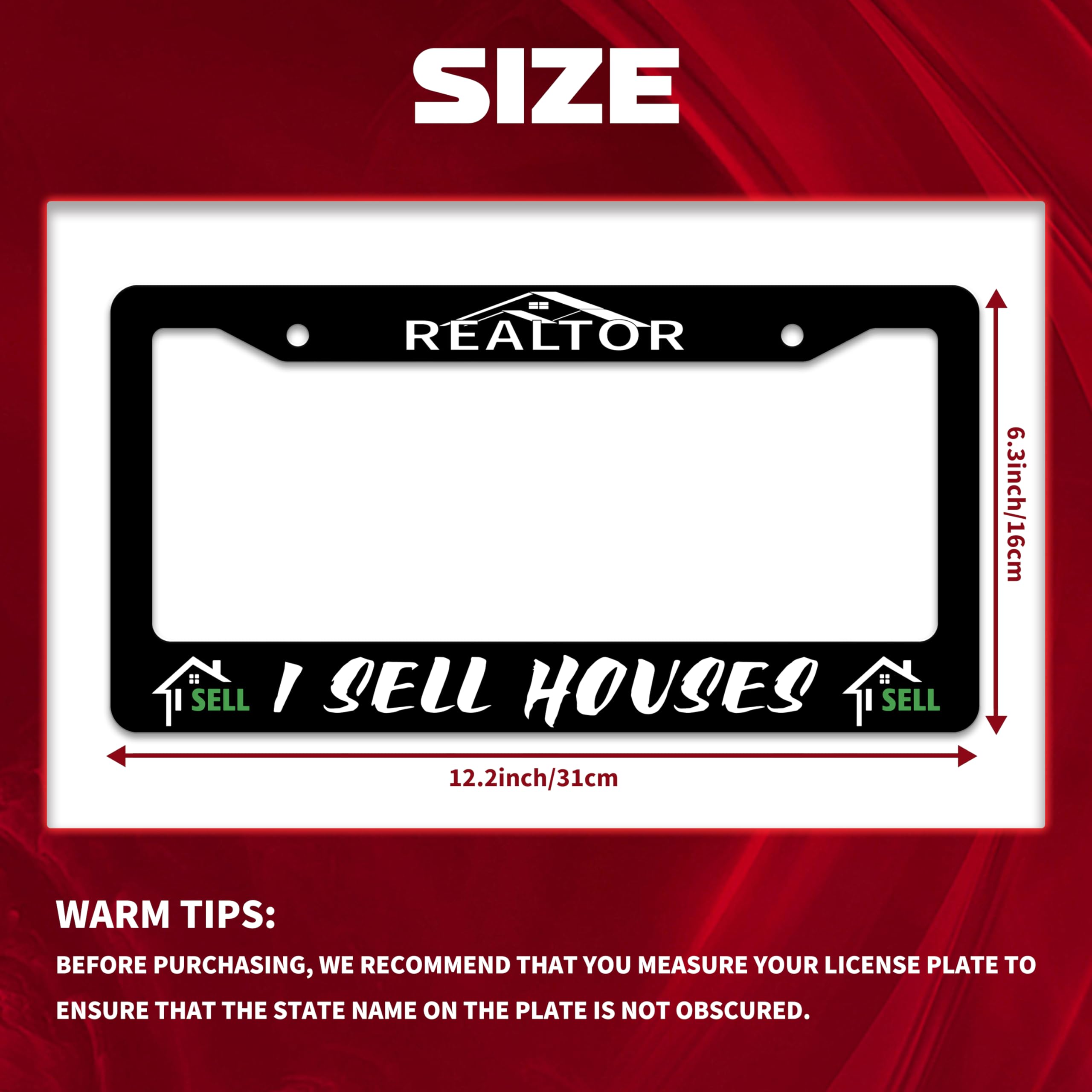 Personalise Realtor I Sell Houses License Plate Frame Funny License Plate Frames Car Universal Stainless Steel Accessories Cars