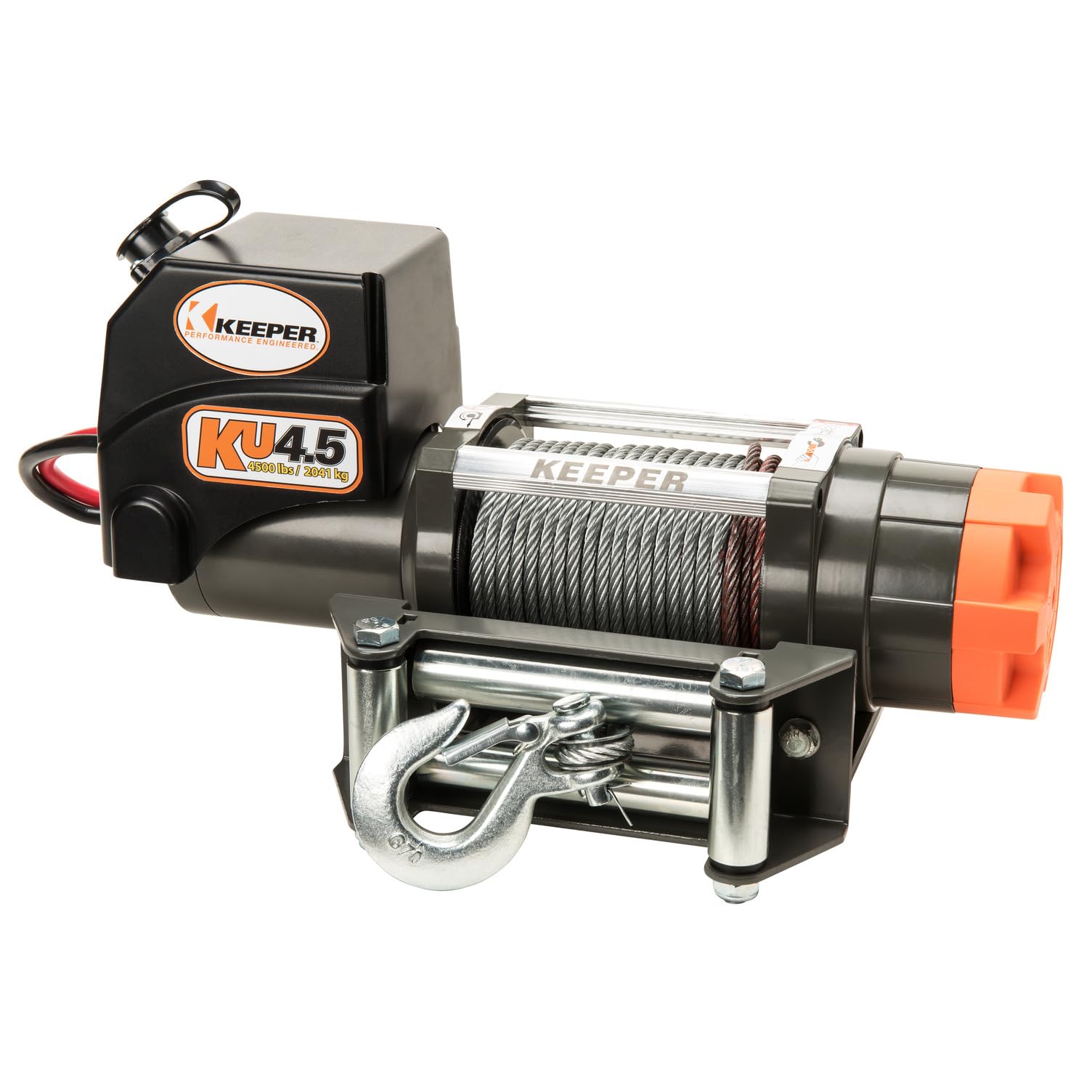 KEEPER KU4.5 12V DC 4500lb Utility Winch, Heavy-Duty Electric Winch with Integrated Sealed Solenoids, Handheld Remote Control, D