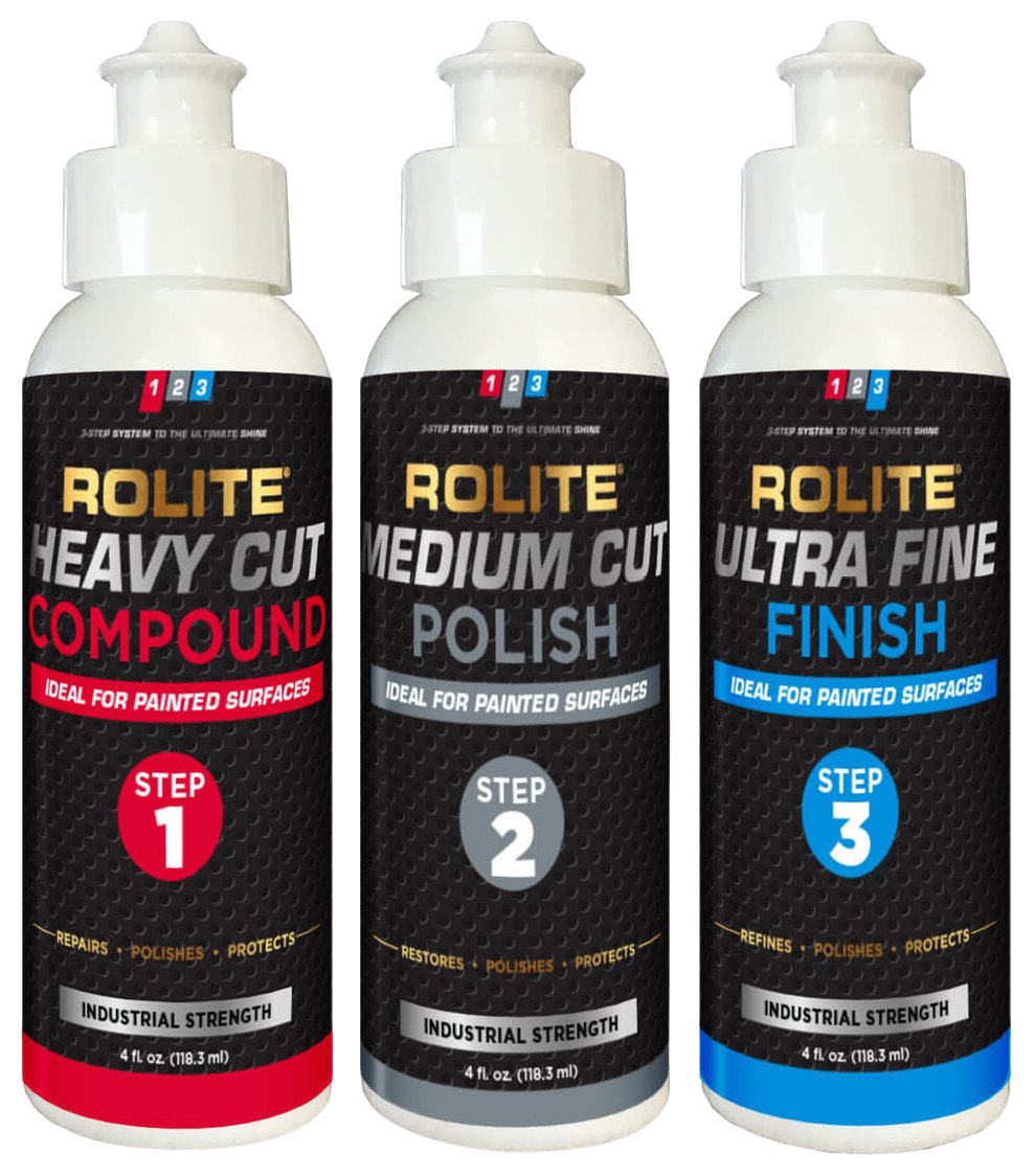 Rolite RHCMCUF4zCP 3 Step System to The Ultimate Shine, 4 fl. oz., Combo Pack, Includes Heavy Cut Compound, Medium Cut Polish, U