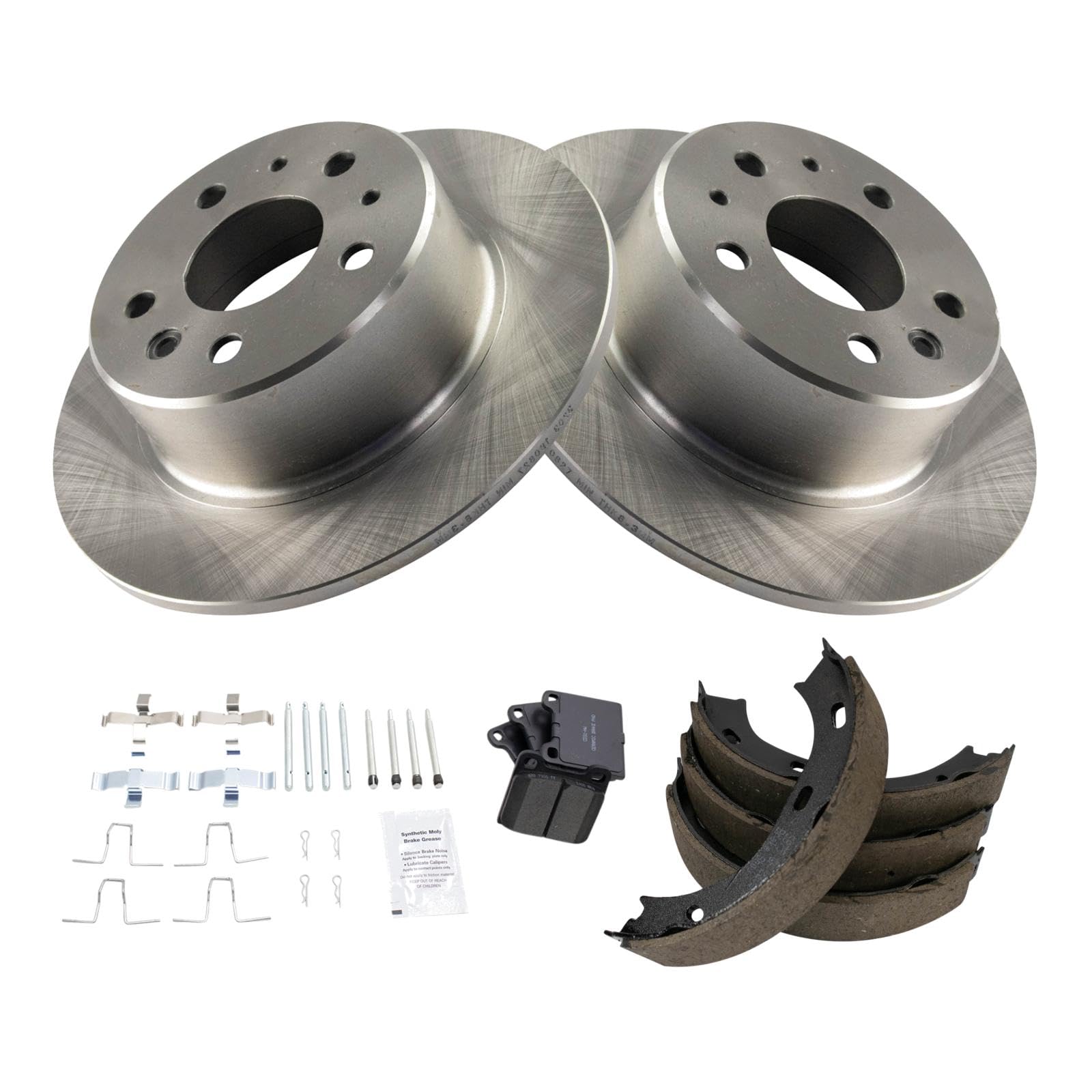 Trq Rear Ceramic Brake Pad & Rotor Kit Compatible With 1968-1991 Mercedes-Benz