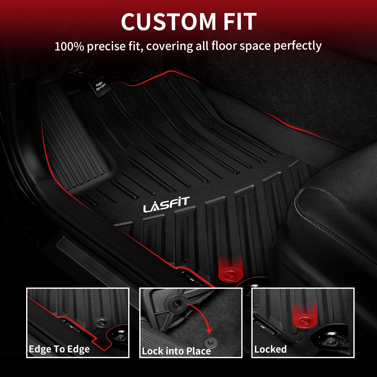 LASFIT TPE Floor Mats for Toyota Camry 2015-2017, Custom Fit All Weather Liners, Black, Model LL-TY02