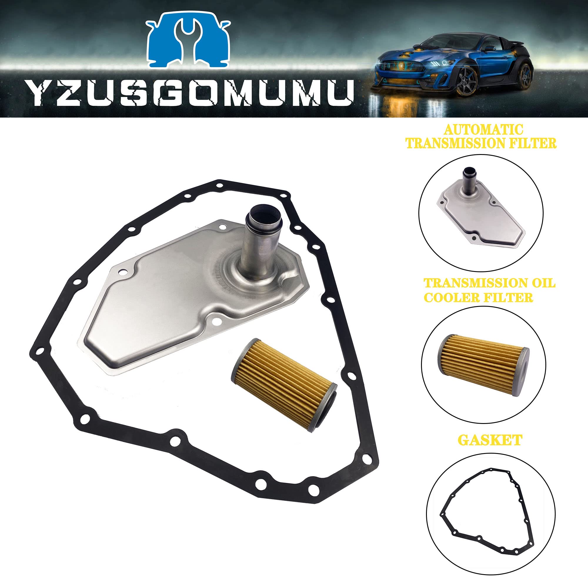 Yzusgomumu 33010-Jf015 Car 15 Hole 3Pcs Transmission Oil Filters & Pan Gasket Set Compatible With 2012-2019 Nissan Sentra Versa