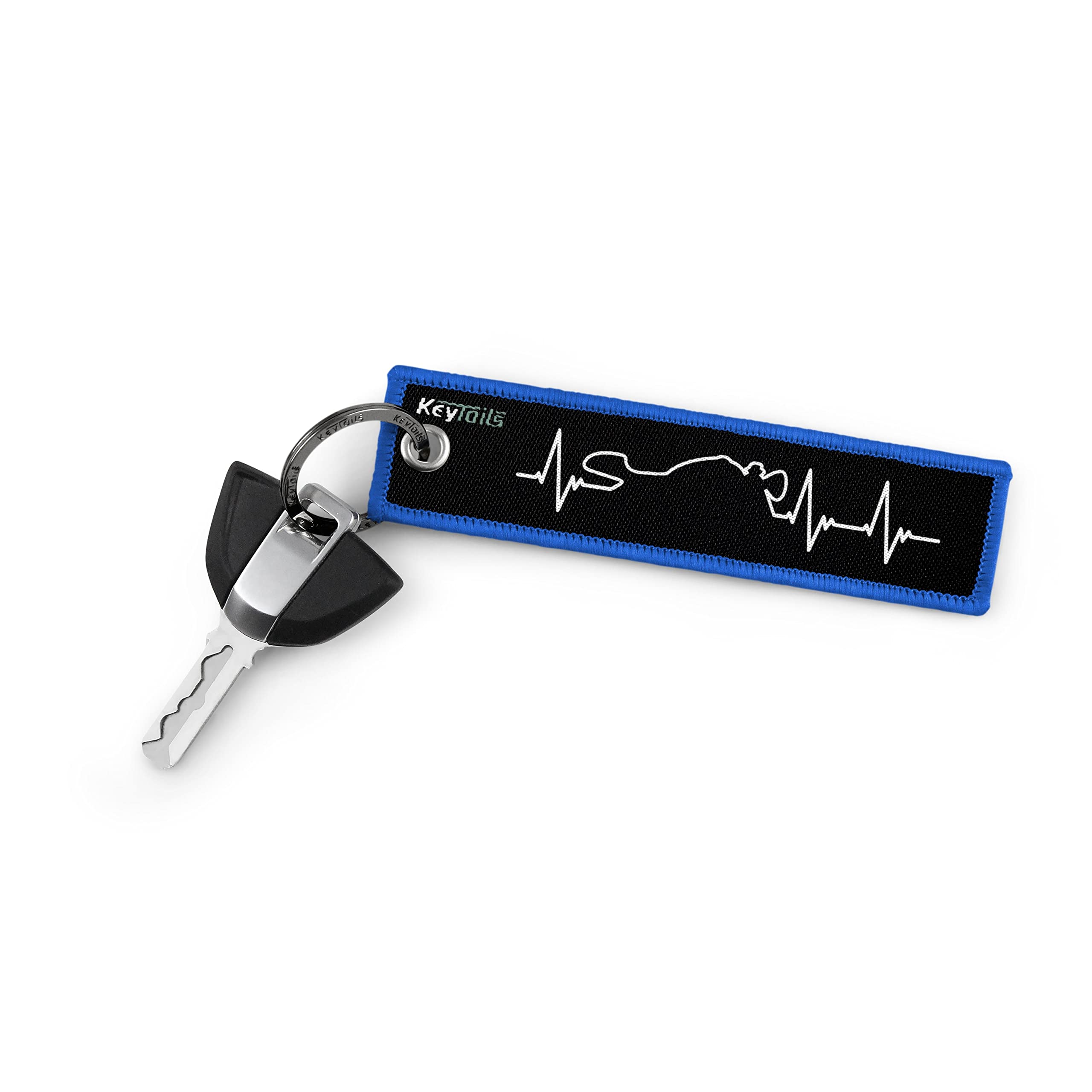 Keytails Keychains, Premium Quality Key Tag For Motorcycle, Car, Scooter, Atv, Utv [Custom, Cafe Racer - Heartbeat]