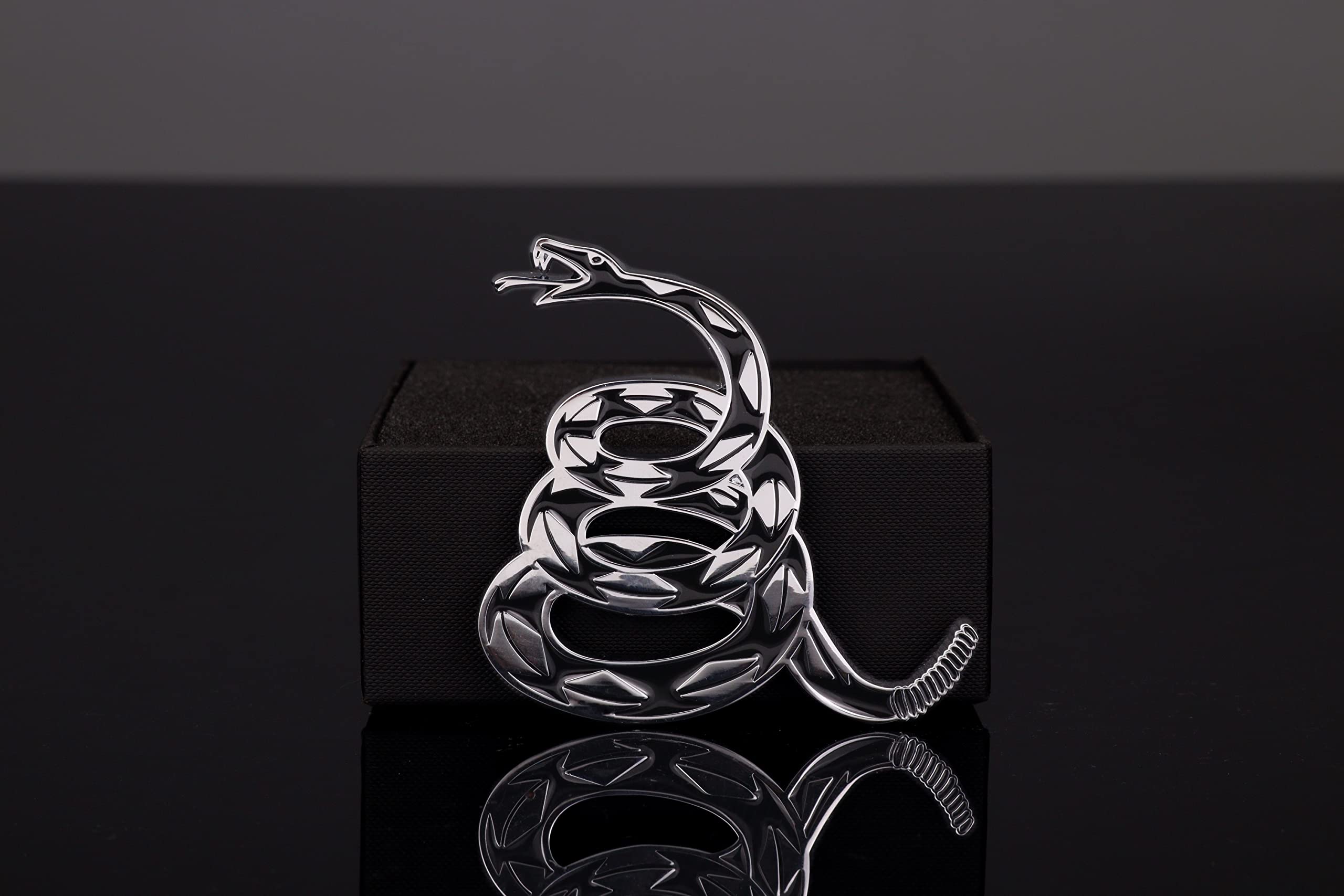 Fsforcar Gadsden Flag Car Sticker - 3D Silver Snake Decal for Automotive, Truck, Motorcycle - Model FS-2206-014