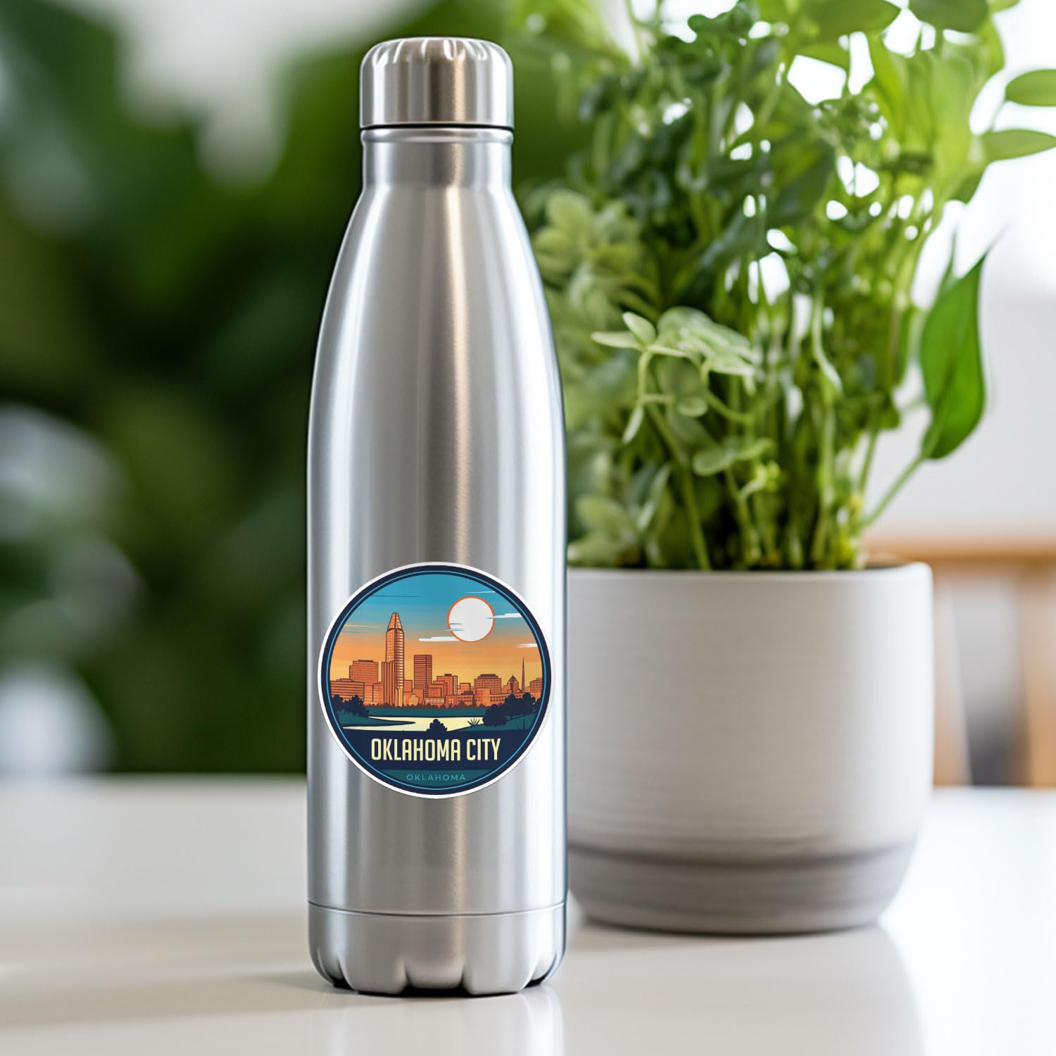 Oklahoma City Sticker - Waterproof Vinyl Decal for Car Bumper, Laptop, Water Bottle, Wall, and Window, Size - 3'' Longer Side