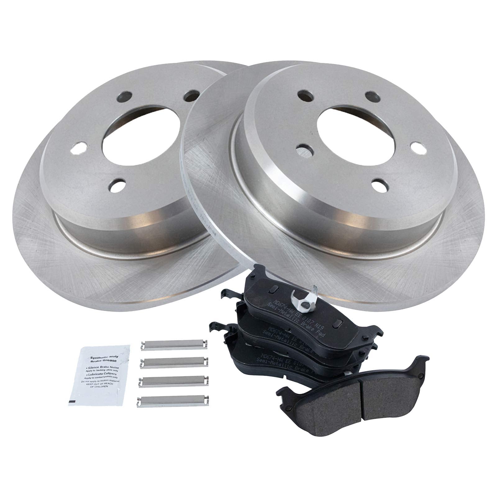 Trq Rear Brake Pad & Rotor Kit Brake Pads Brake Rotor Semi-Metallic Compatible With 1996-2002 Ford Crown Victoria Lincoln Town C