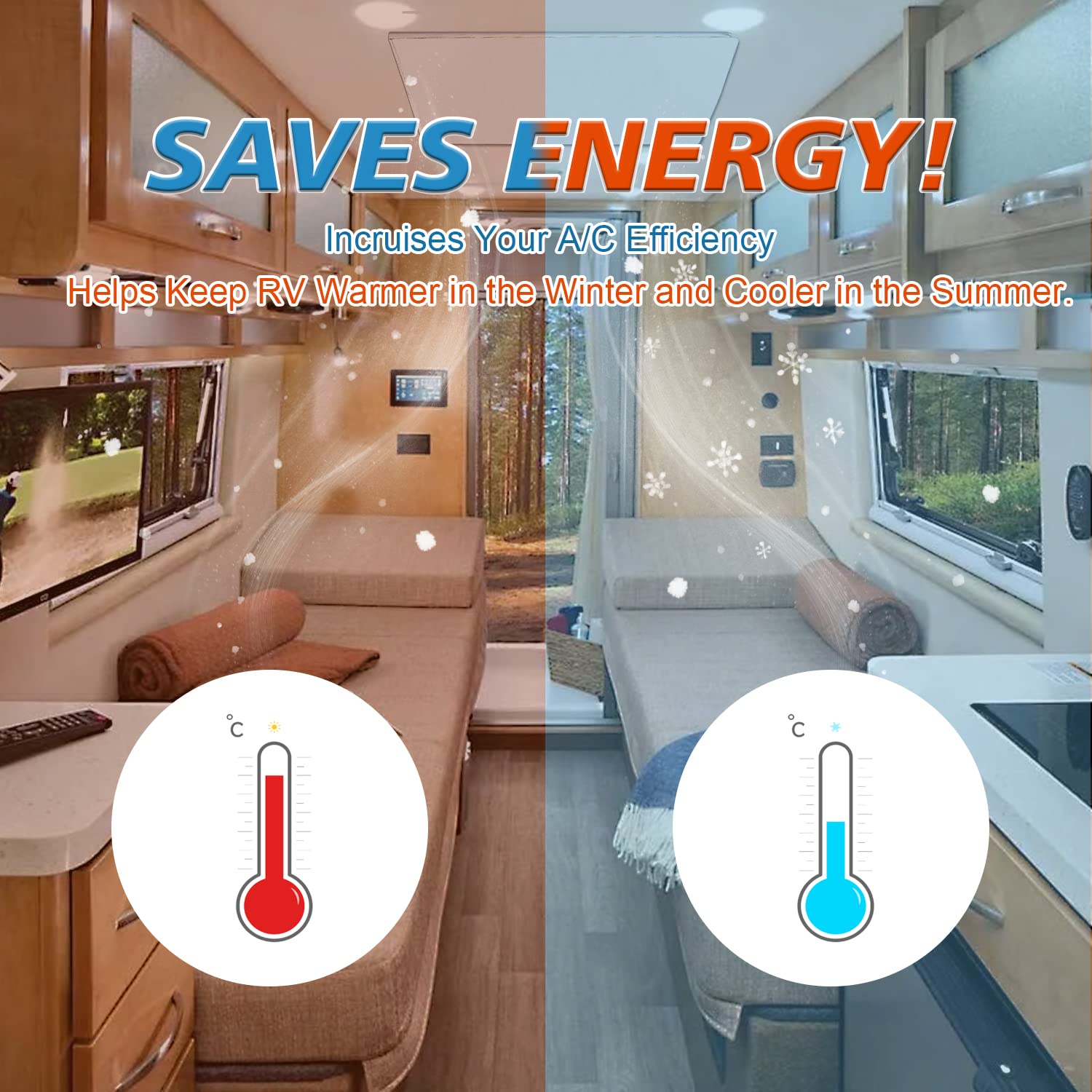 Safoner Waterproof Rv Vent Insulator And Skylight Cover With Reflective Surface, Fits Standard Rv Vents- 14X14 Inch (1 Pack)